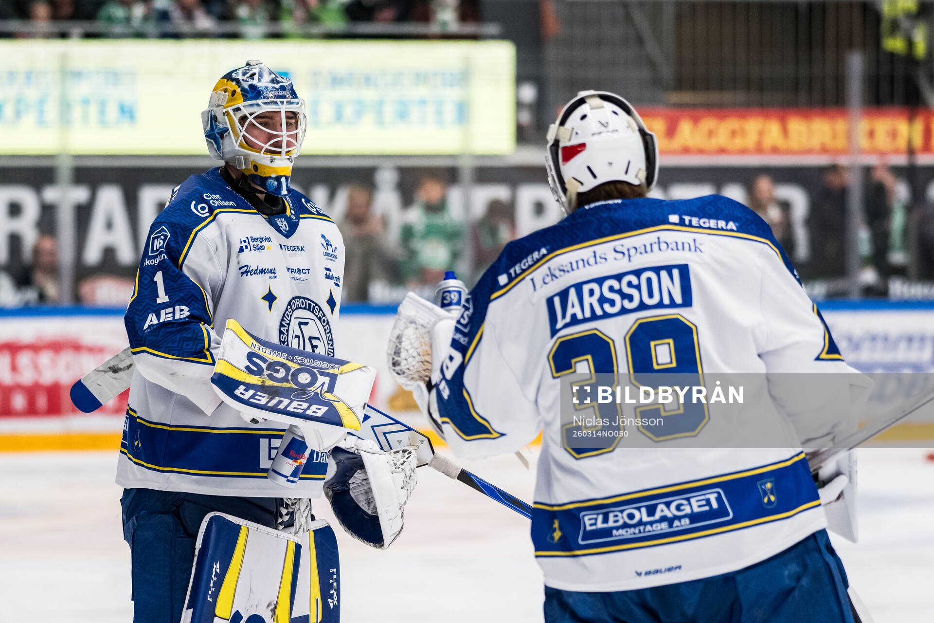 Leksands målvakt Marcus Gidlöf och målvakt Filip Larsson