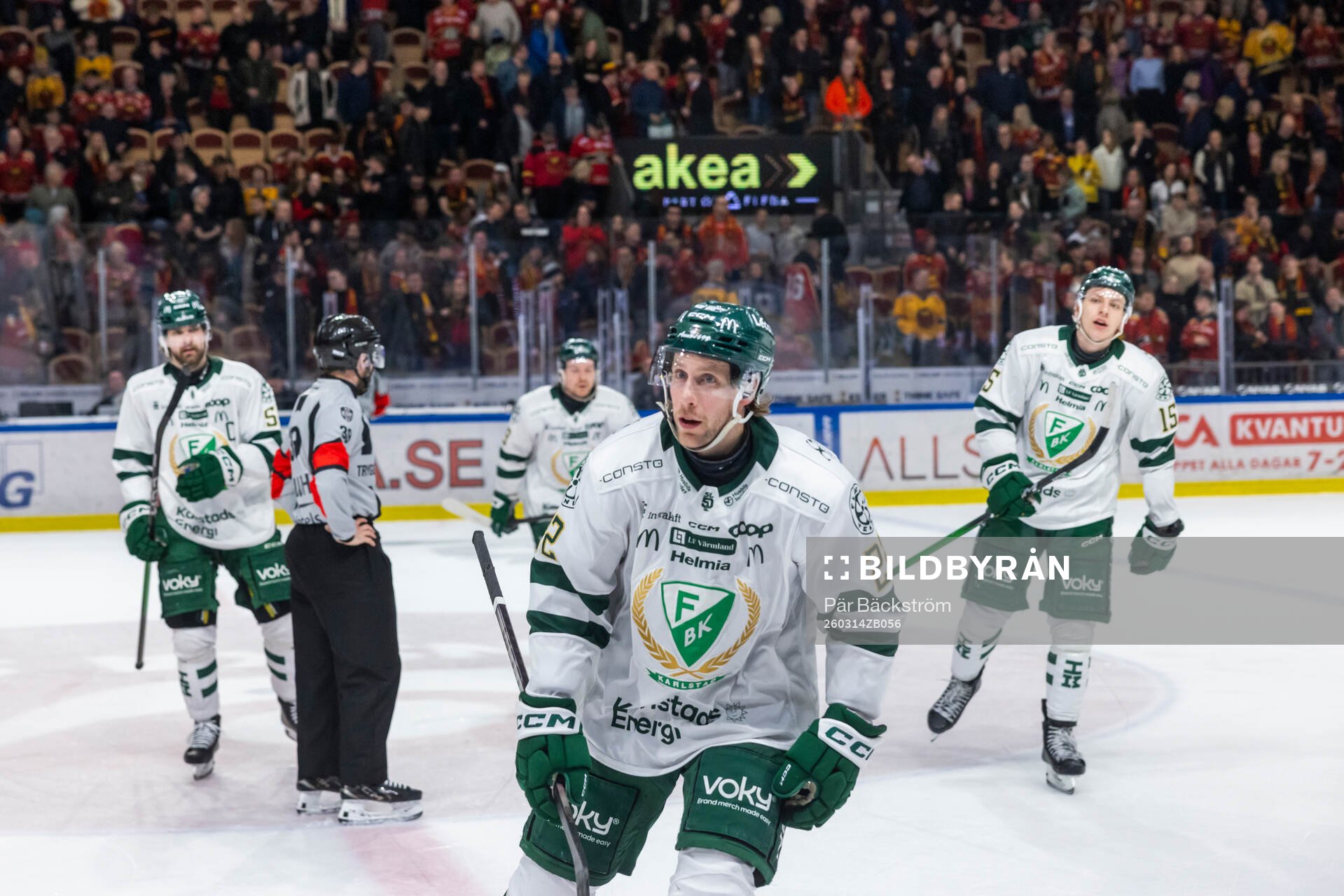 Färjestads Linus Johansson ,Per Åslund och Jack Berglund