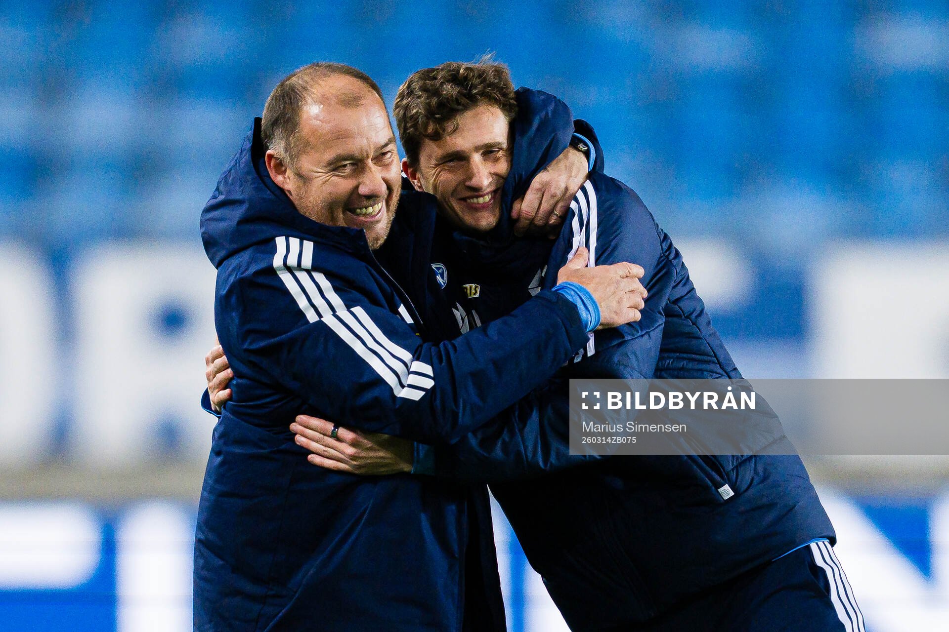 Head coach Martin Falk of Molde celebrates