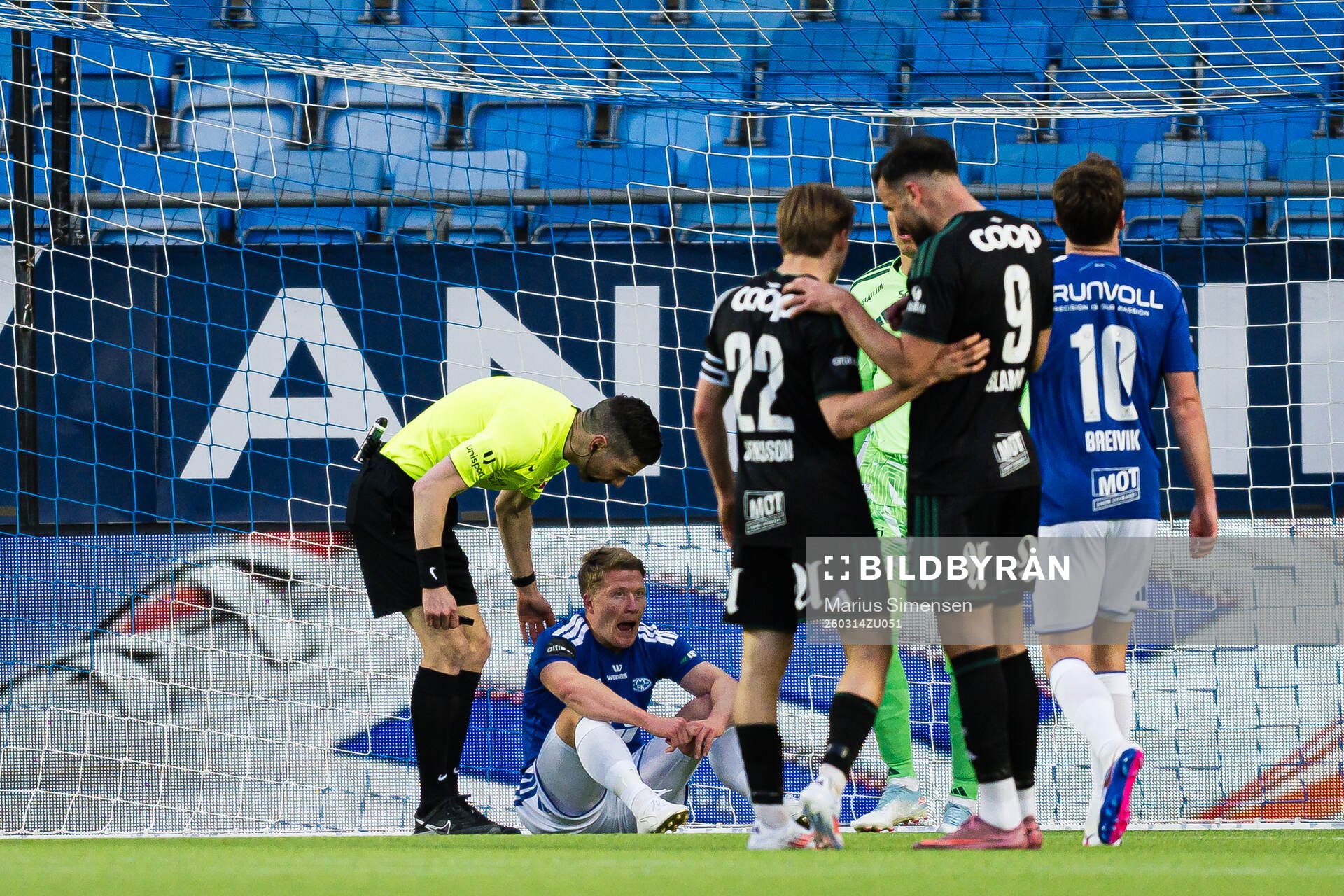 Kristian Eriksen of Molde in pain