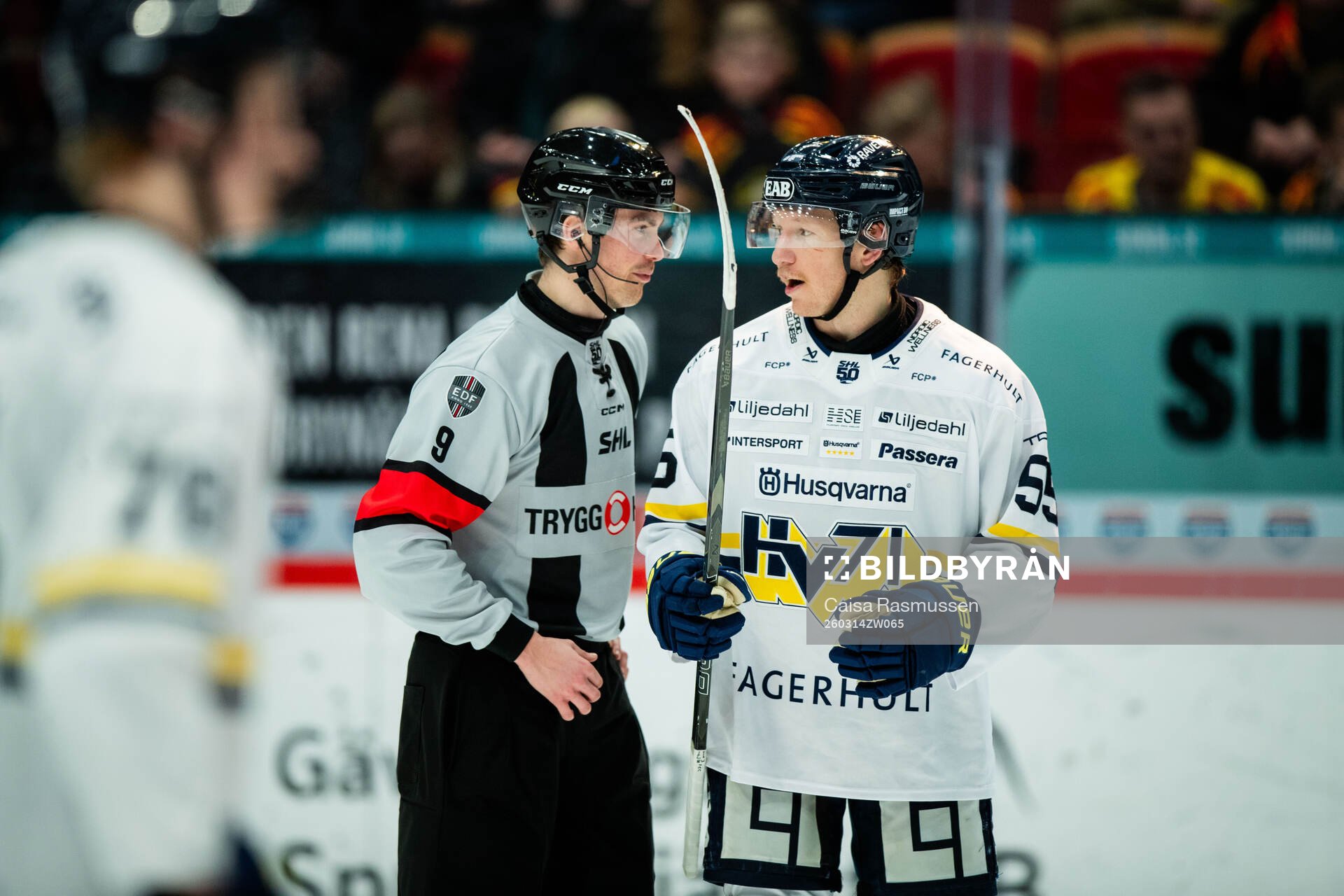 Domare Filip Eriksson och HV71s Andreas Borgman