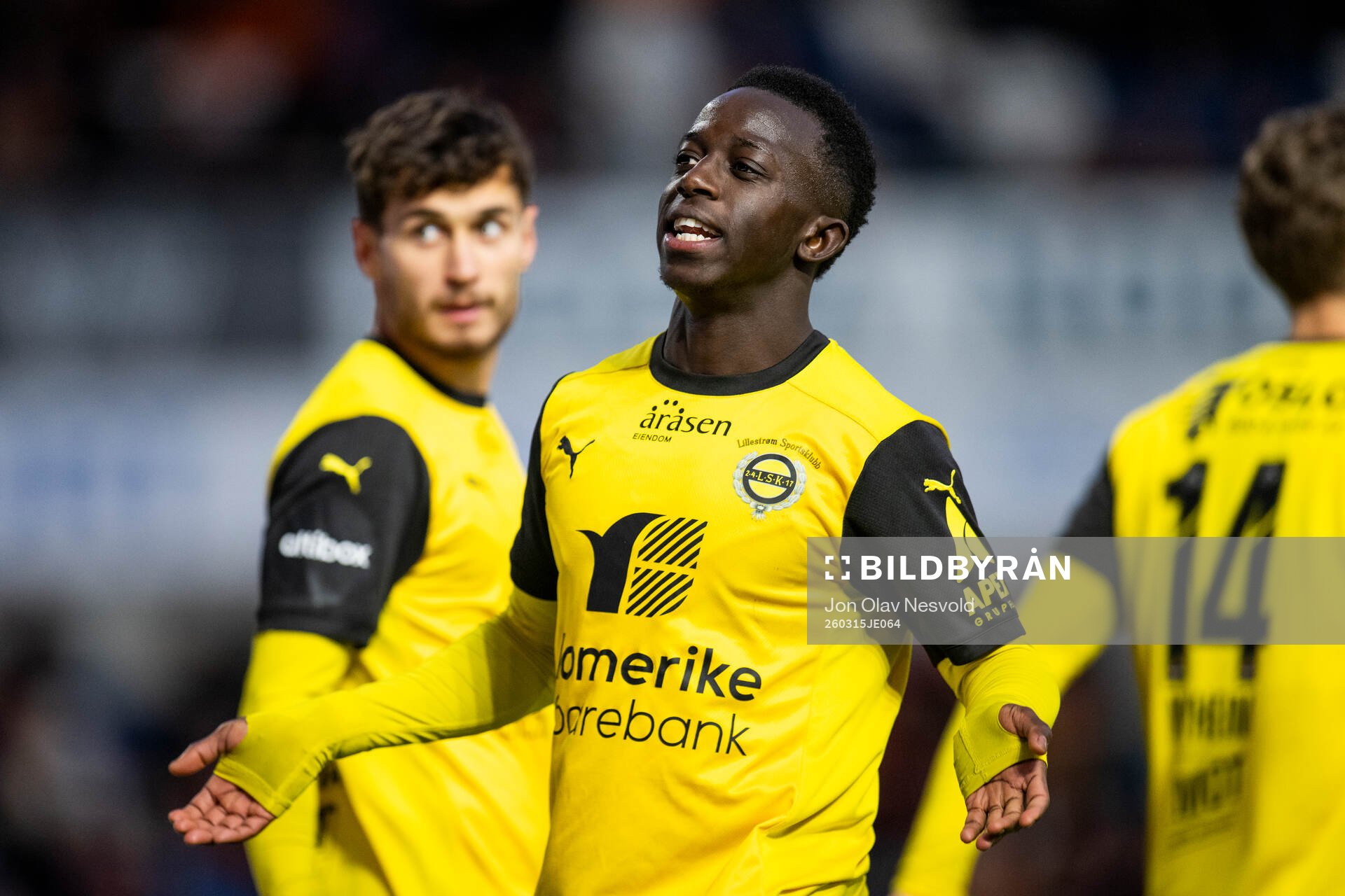 Salieu Drammeh of Lillestrøm celebrates
