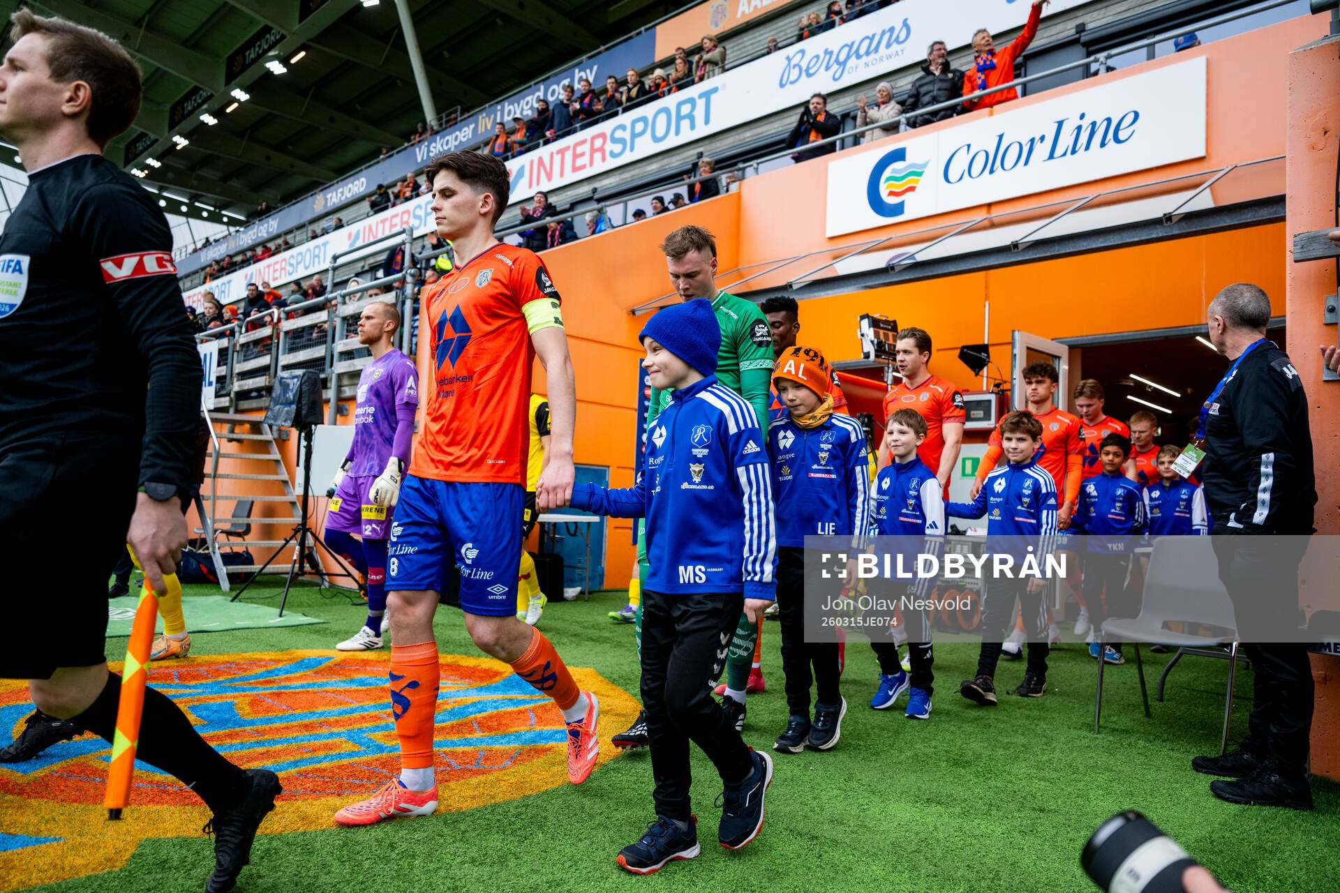 Henrik Melland of Aalesund enters the pitch