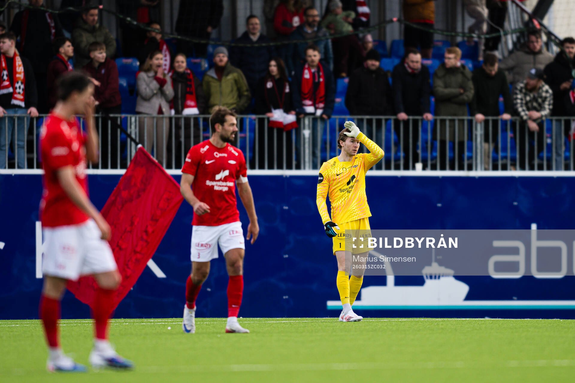 Goalkeeper Mathias Dyngeland of Brann looks dejected