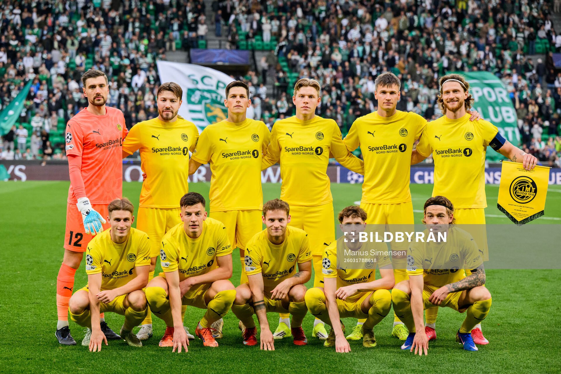 The starting eleven of Bodø/Glimt, from the top left;