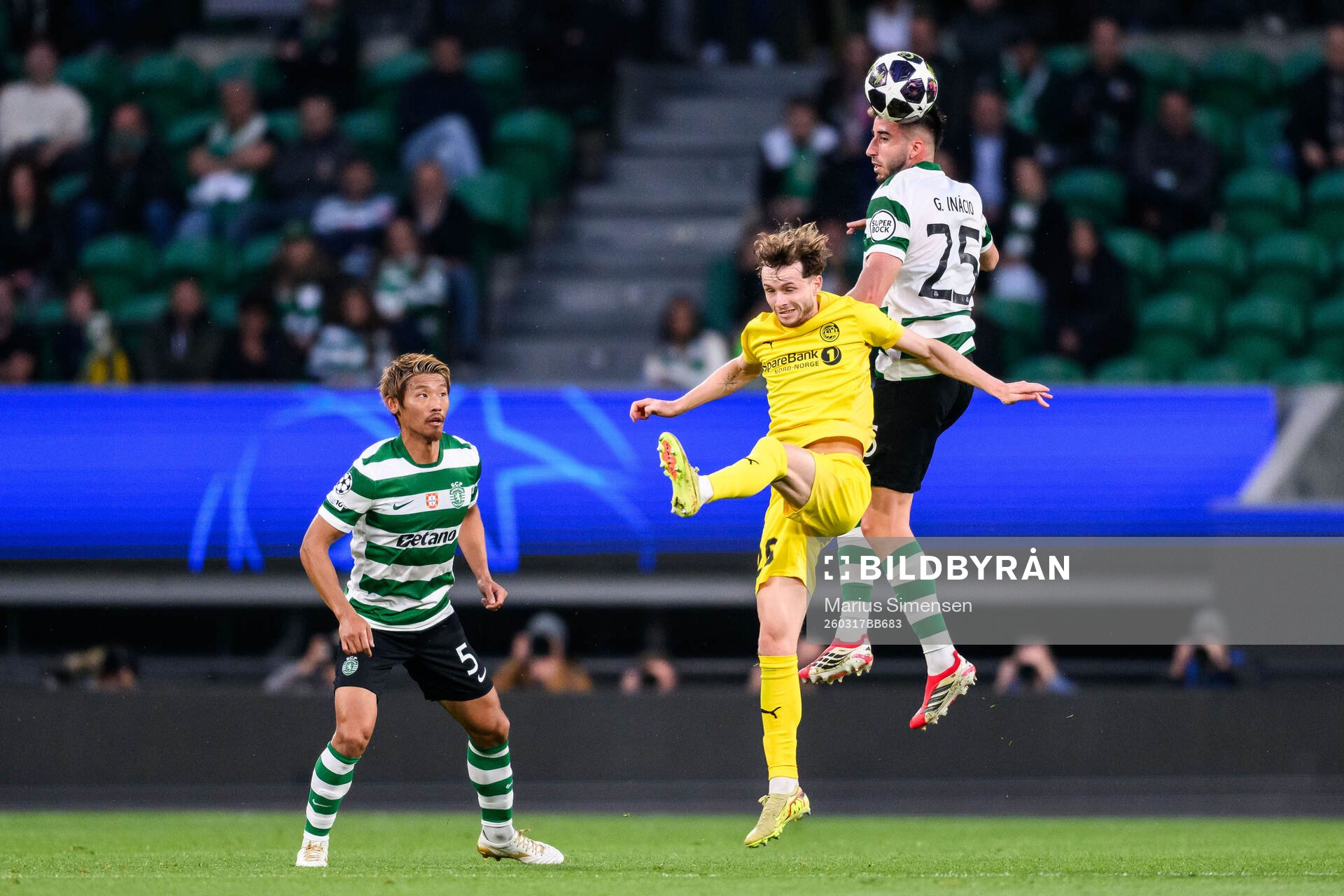 Håkon Evjen of Bodø/Glimt and Gonçalo Inácio of Sporting