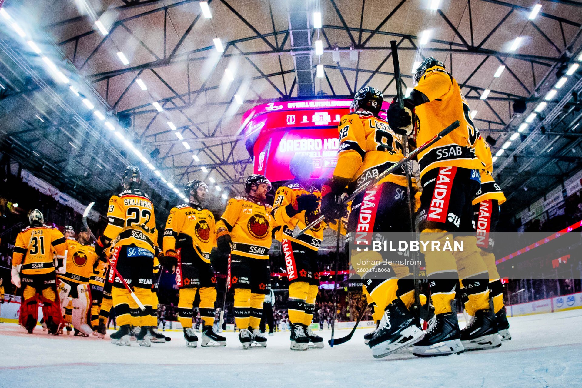 Luleås målvakt Matteus Ward och spelarna jublar