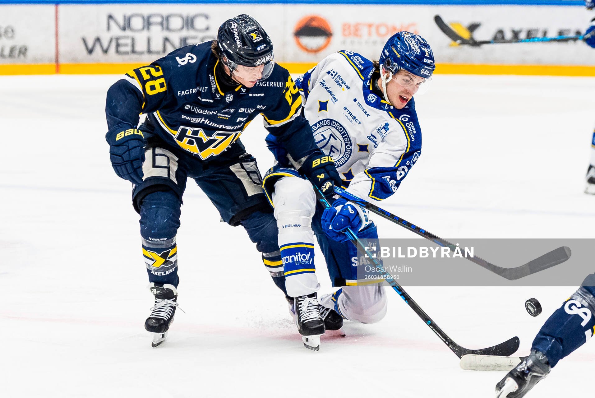 HV71s Justin Glenn Kloos och Leksands Alexander Lundqvist