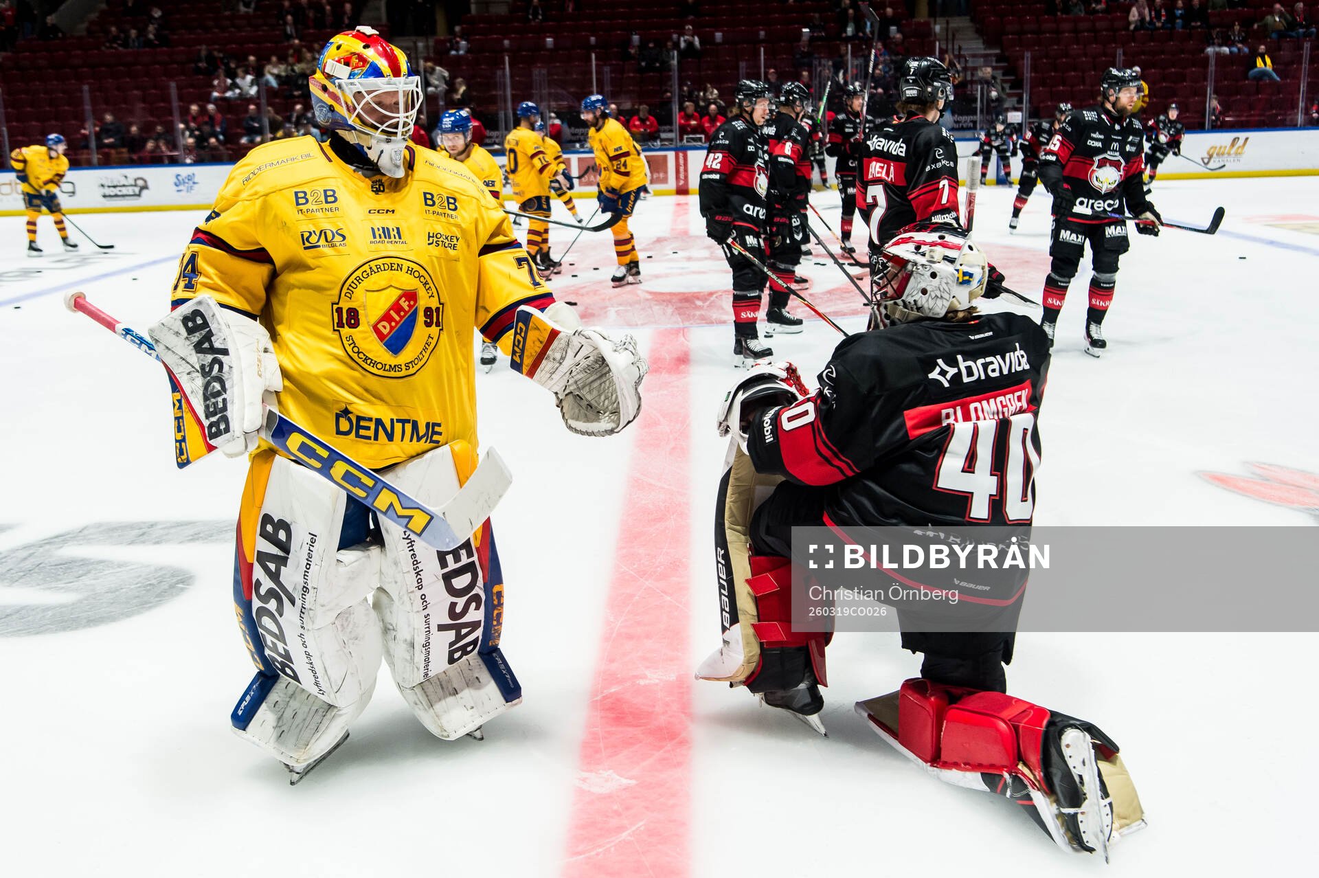 Djurgårdens målvakt Daniel Marmenlind och Malmö Redhawks