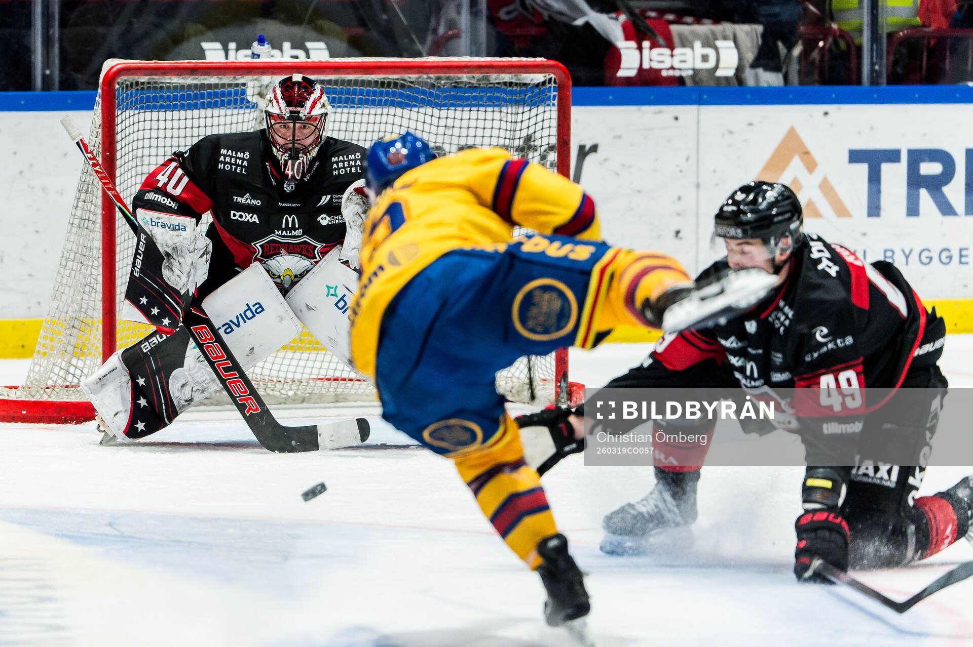 Malmö Redhawks målvakt Oskar Blomgren och Djurgårdens