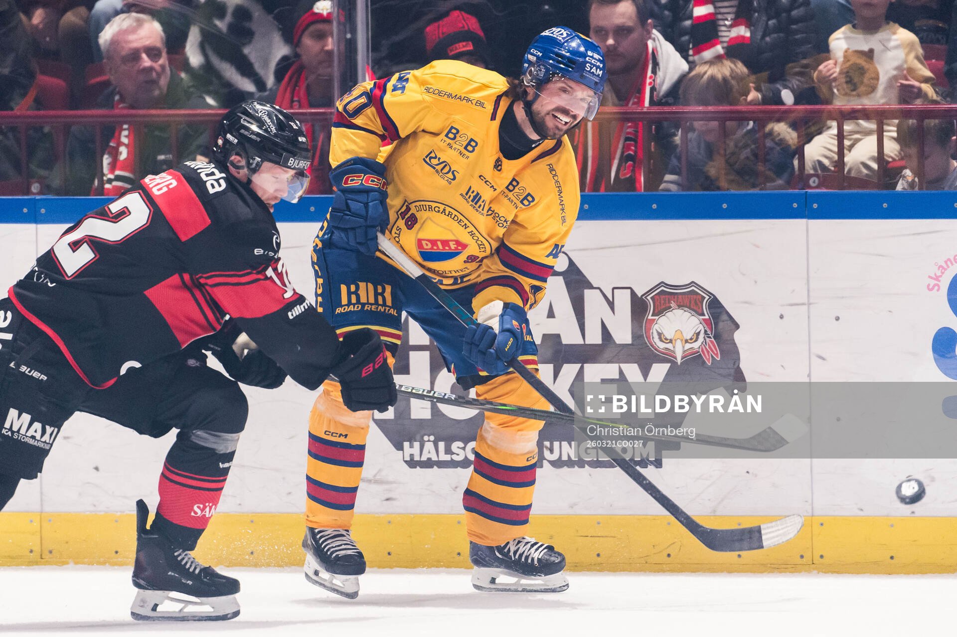 Malmö Redhawks Linus Öberg och Djurgårdens Jacob Josefson