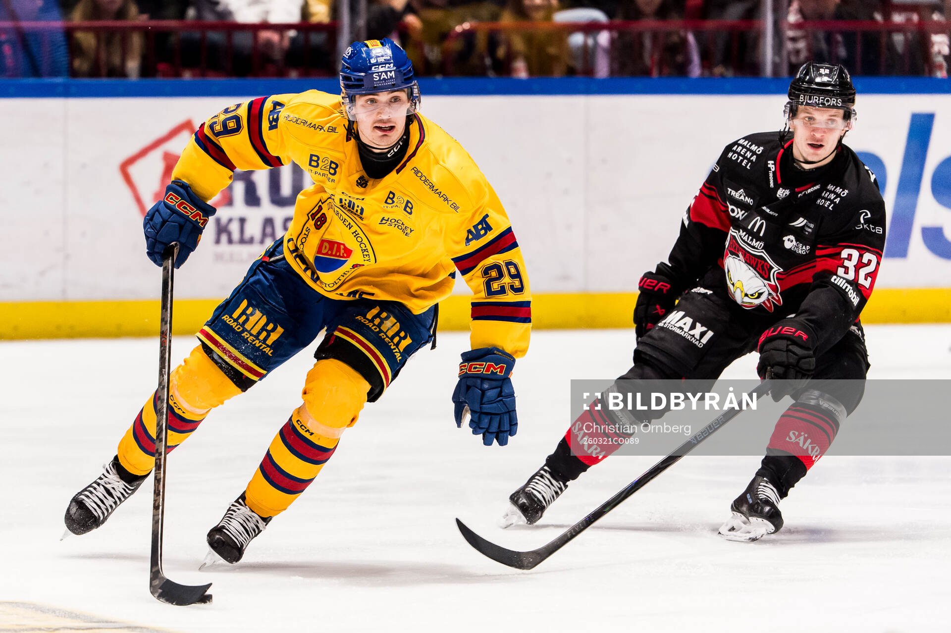 Djurgårdens Håvard Salsten och Malmö Redhawks Joona