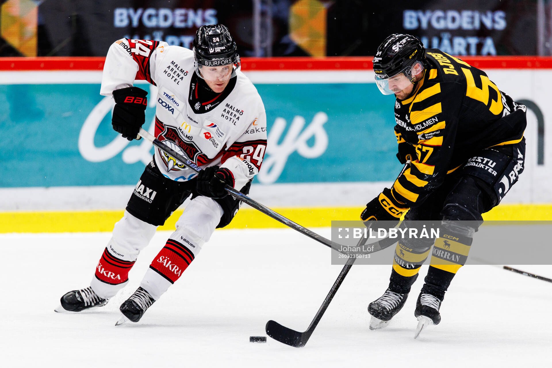 Malmö Redhawks Filip Björkman och Skellefteås Emil Djuse