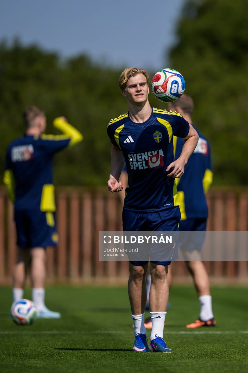 Lucas Bergvall of the Swedish national football team