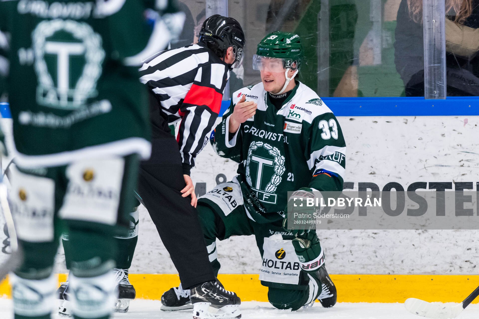 Domare Robin Werner och Tingsryds AIFs Tim Dackell