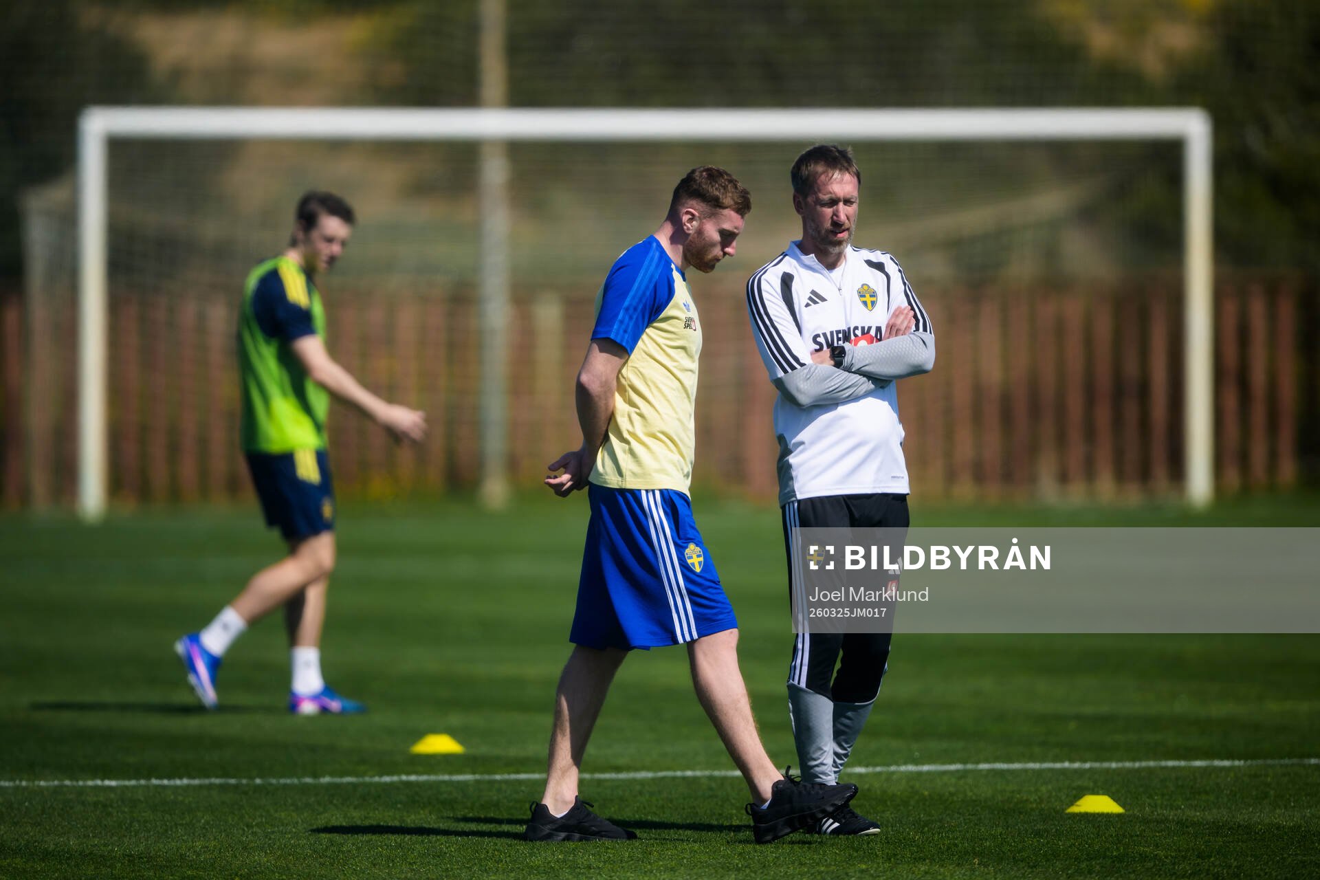 Injured player Dejan Kulusevski and head coach Graham