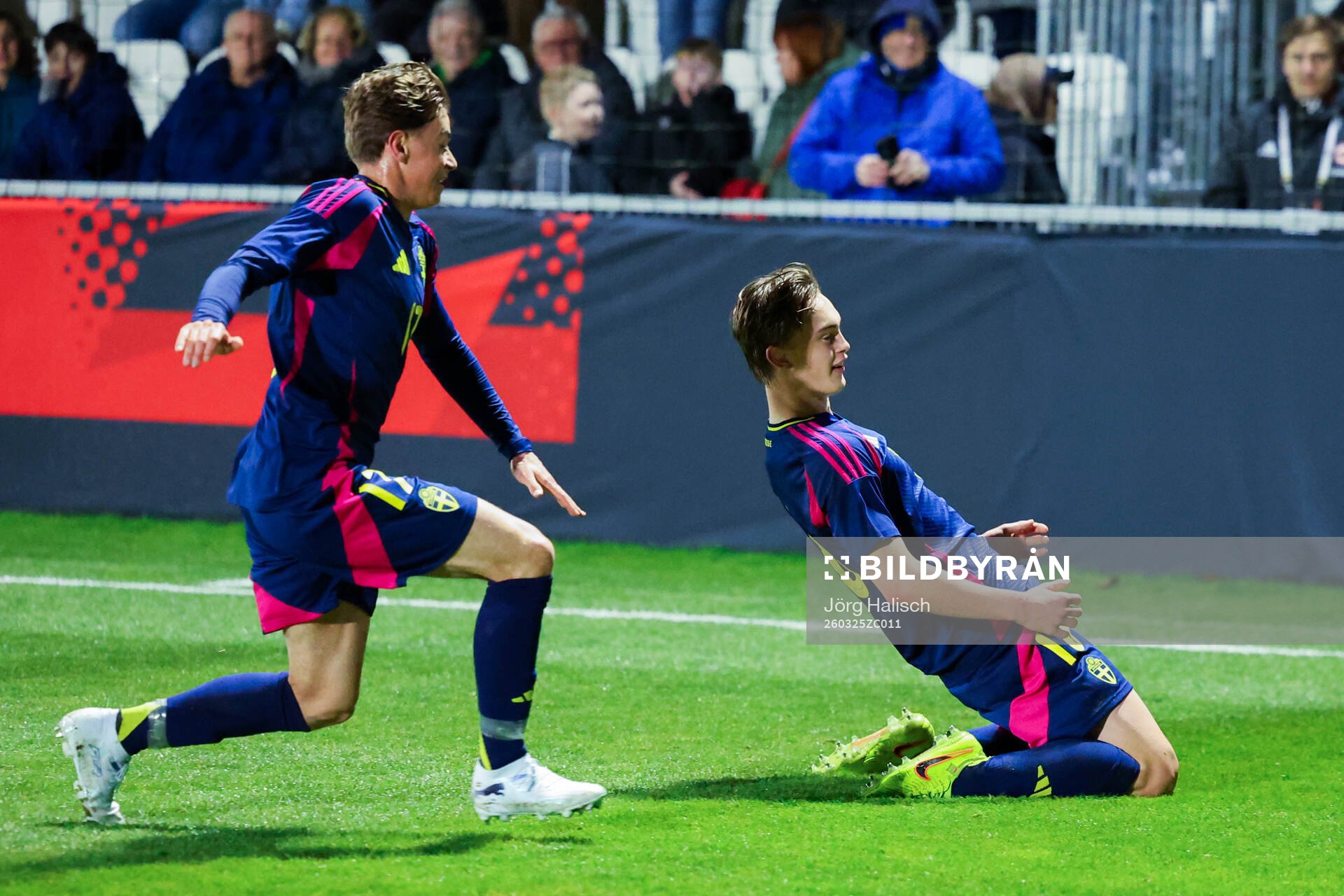 Yannick Geiger of Sweden celebrates