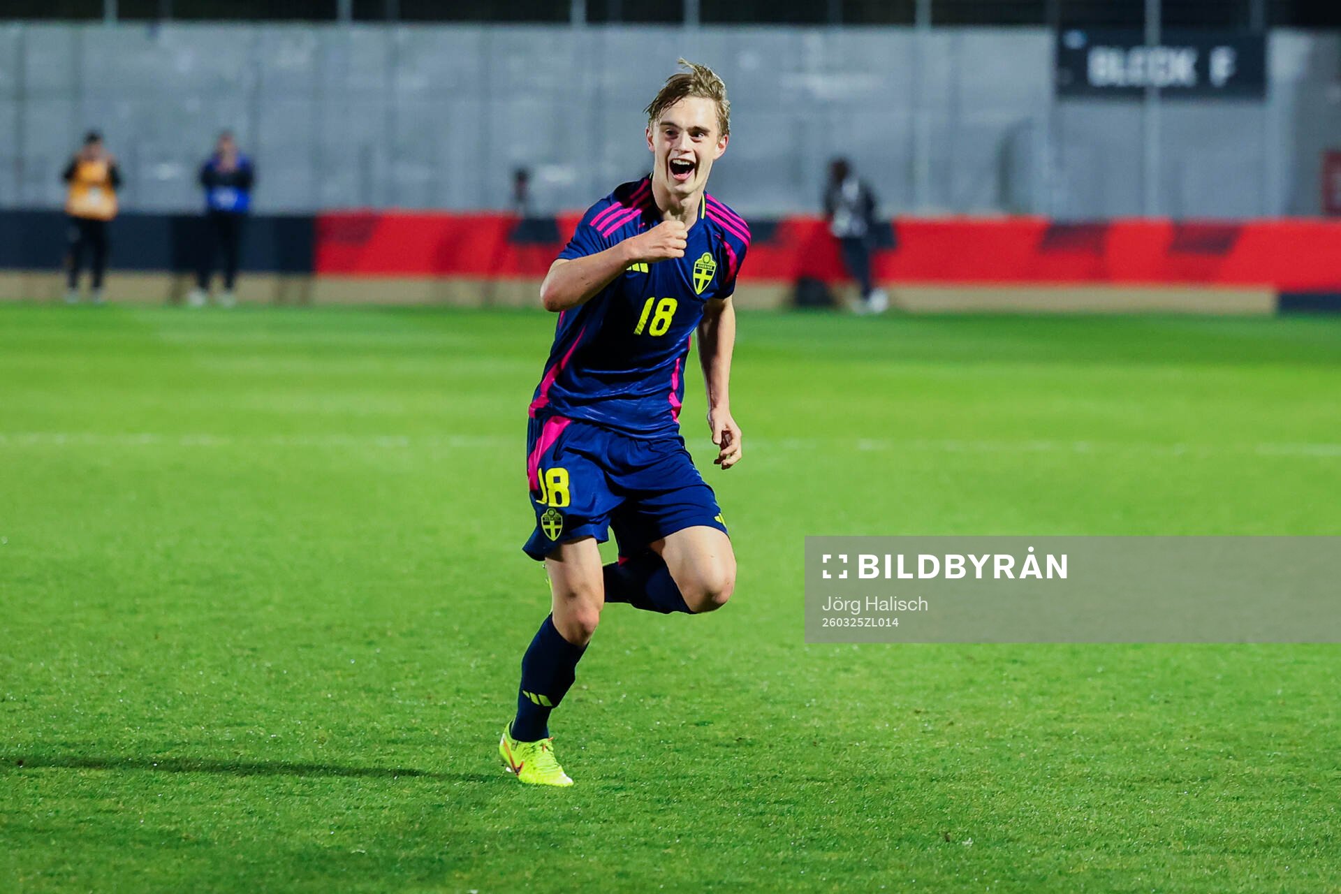 Yannick Geiger of Sweden celebrates