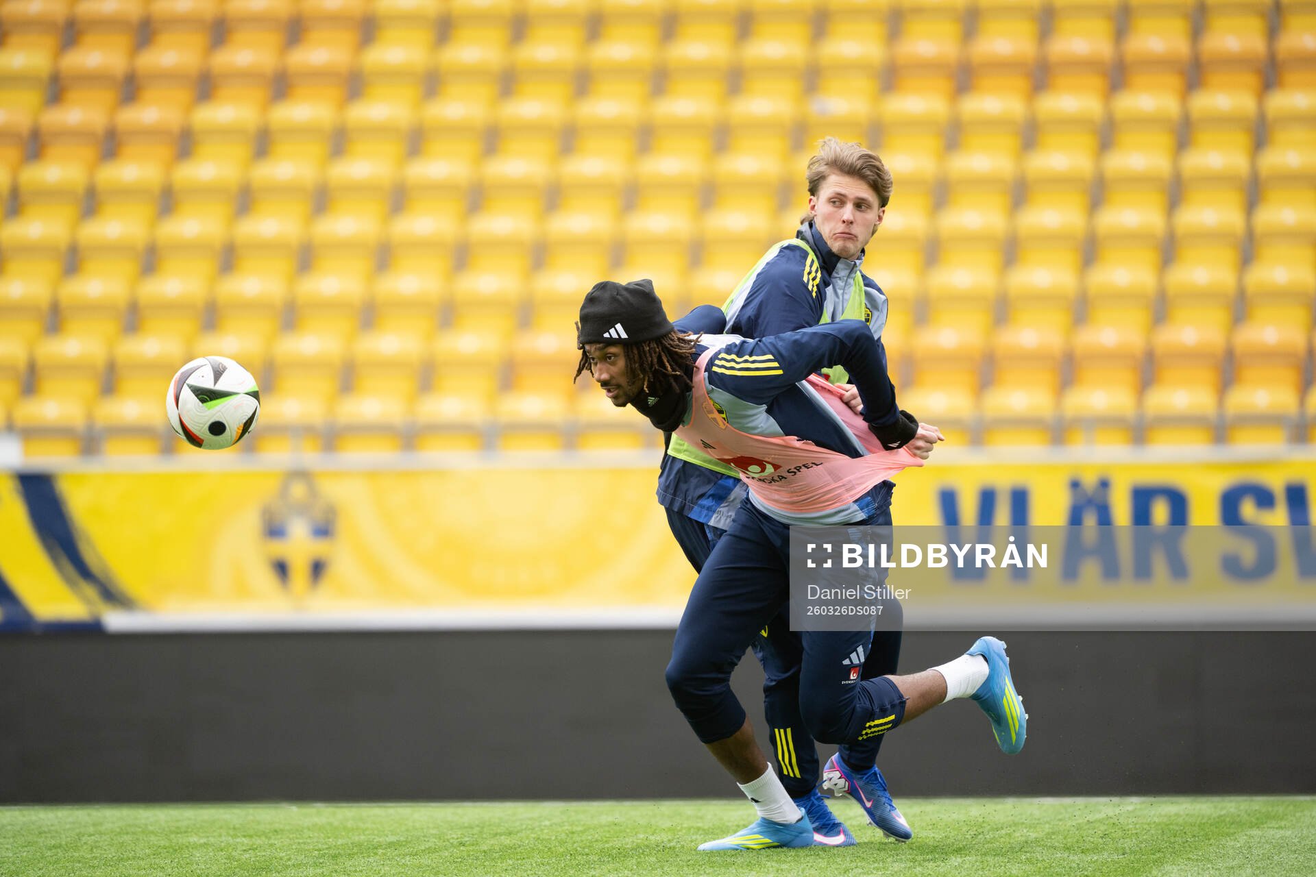 Jonah Kusi Asare and Lukas Björklund  of Sweden's U21