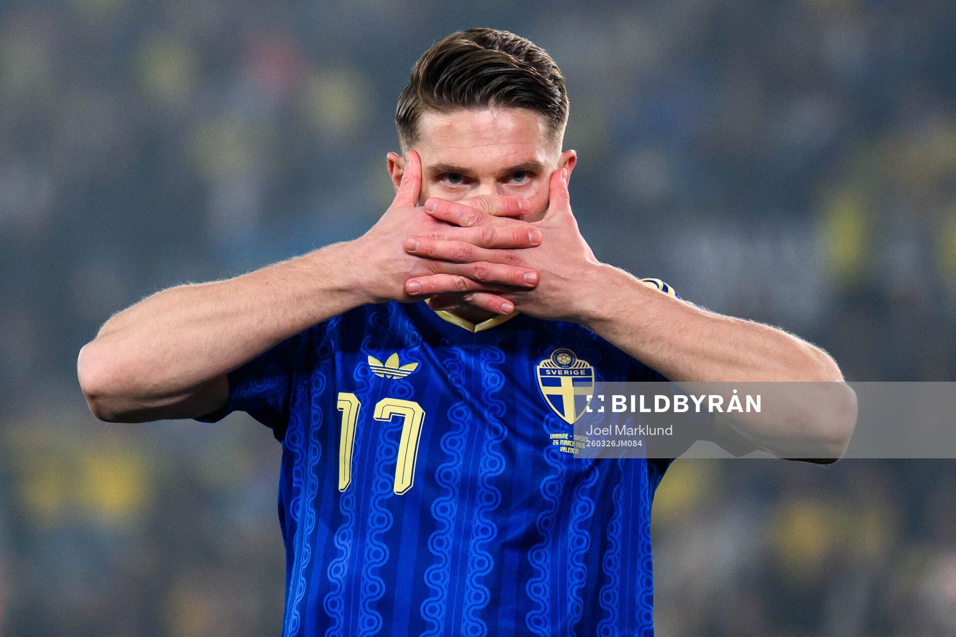 Viktor Gyökeres of Sweden celebrates
