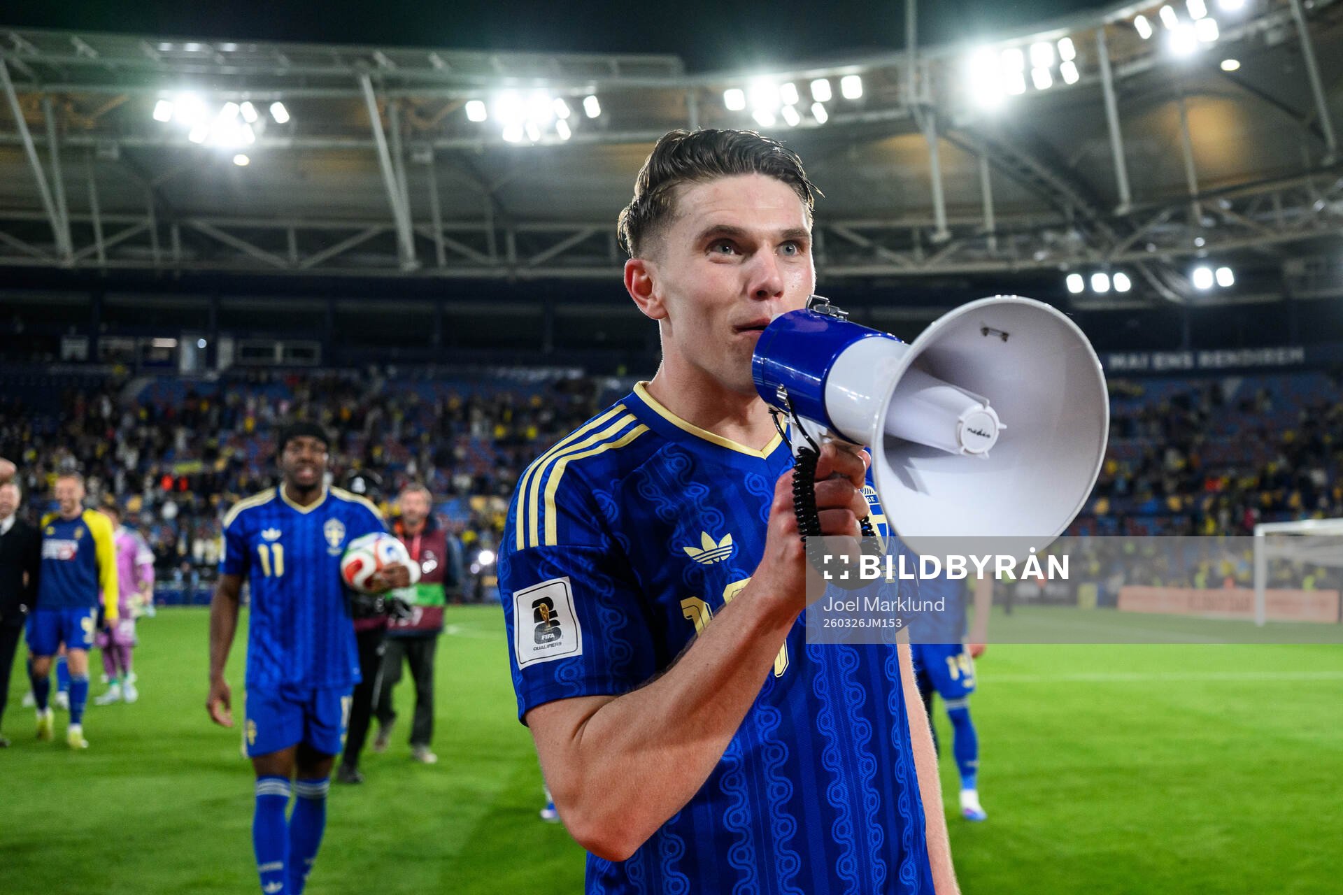 Viktor Gyökeres of Sweden celebrates