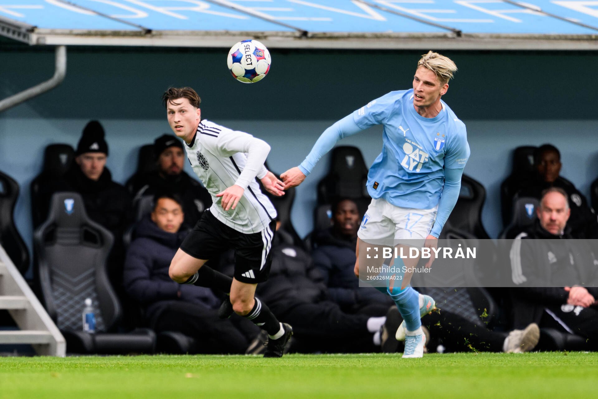 Landskronas Kevin Jensen och Malmö FFs Jens Stryger Larsen