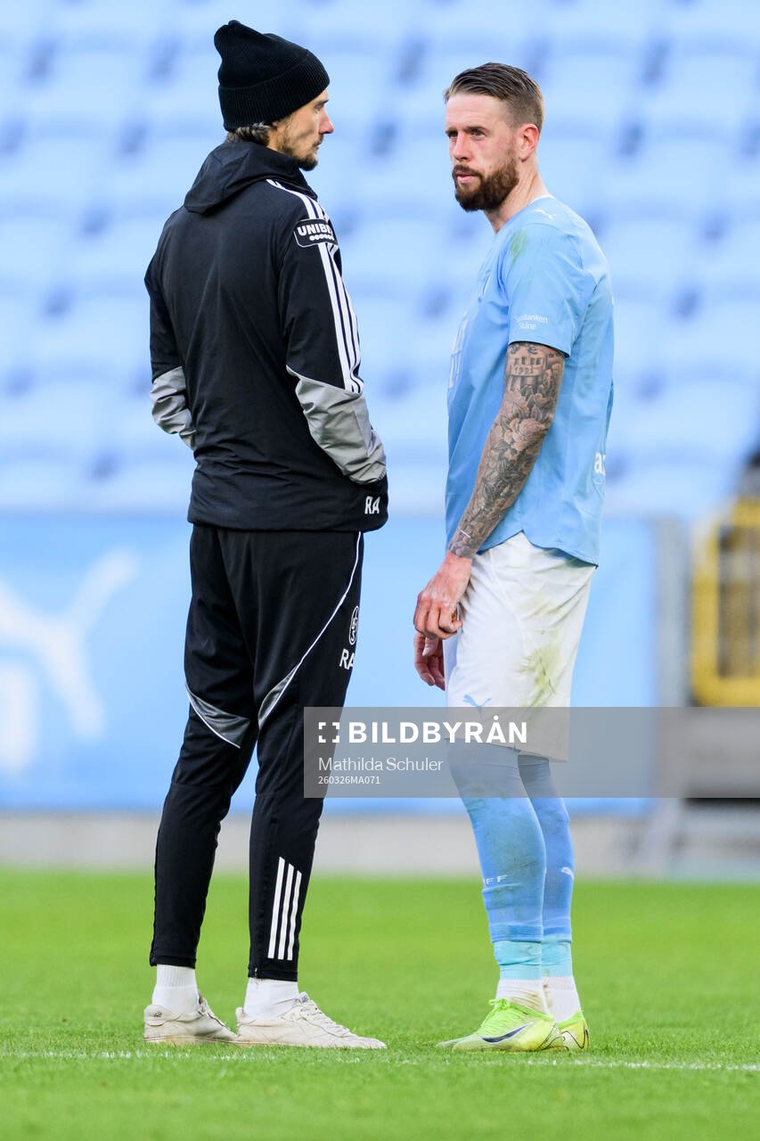 Landskronas tränare Robin Asterhed och Malmö FFs Pontus