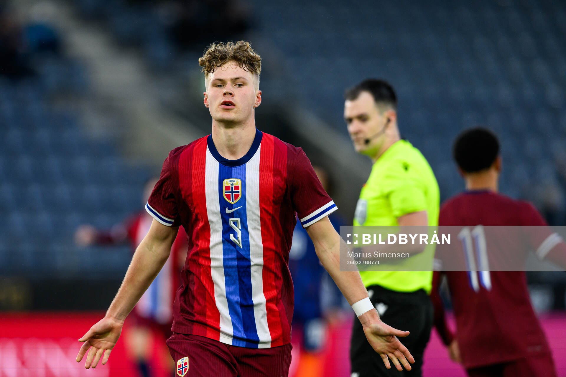 Sindre Walle Egeli of Norway celebrates the 1-0 goal