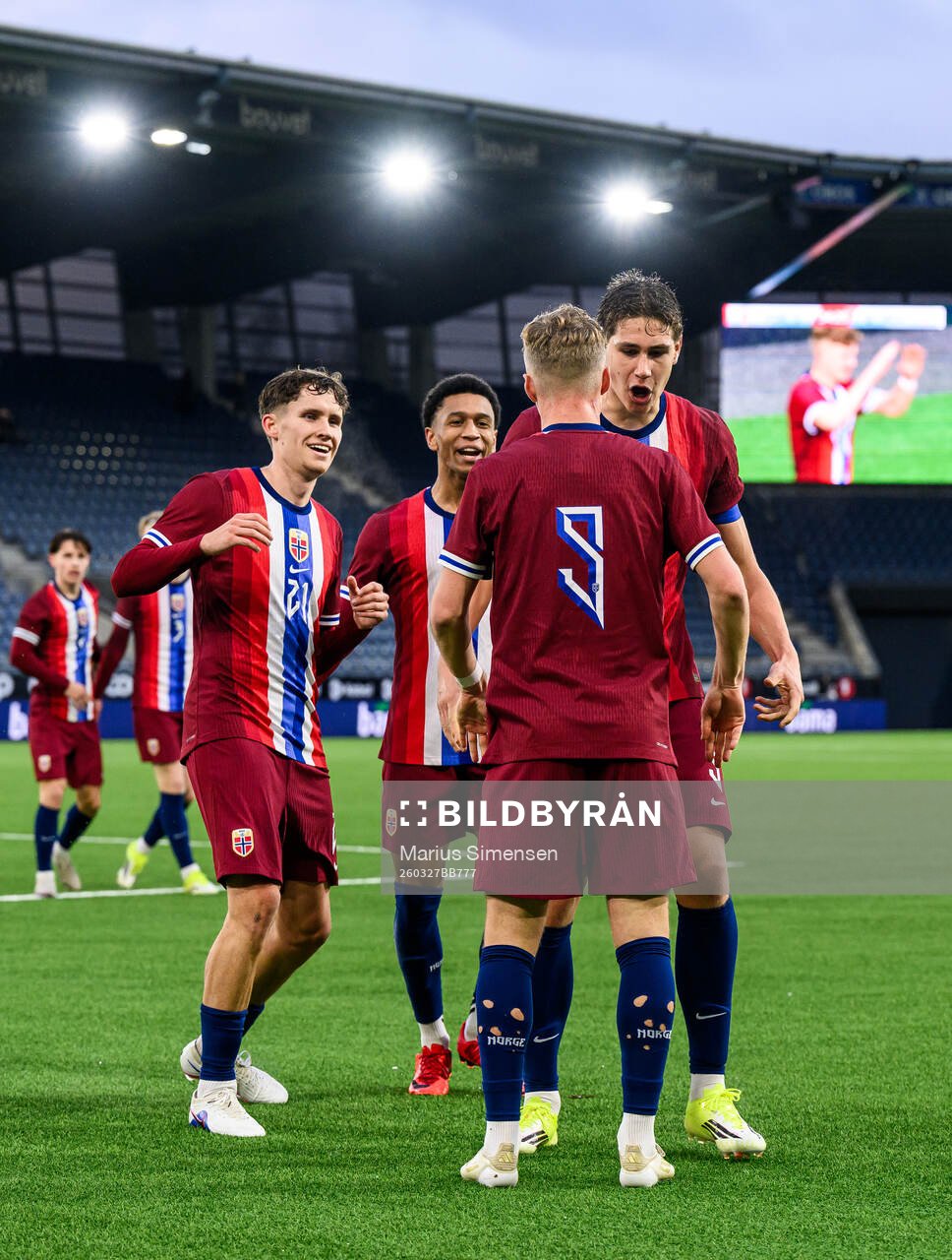 Sindre Walle Egeli of Norway celebrates the 1-0 goal
