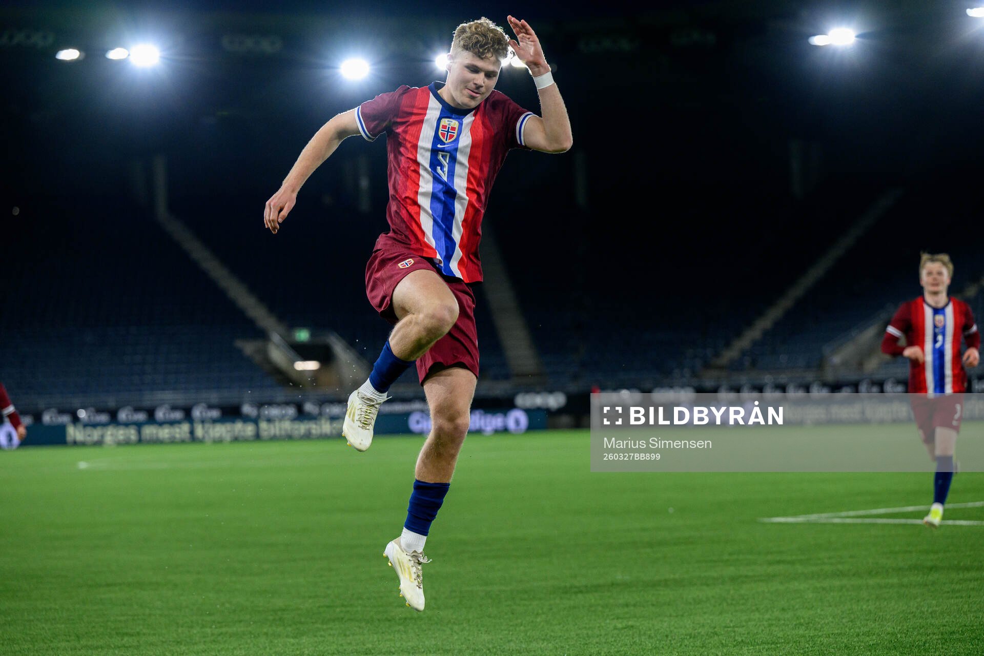 Sindre Walle Egeli of Norway celebrates the 2-2 goal
