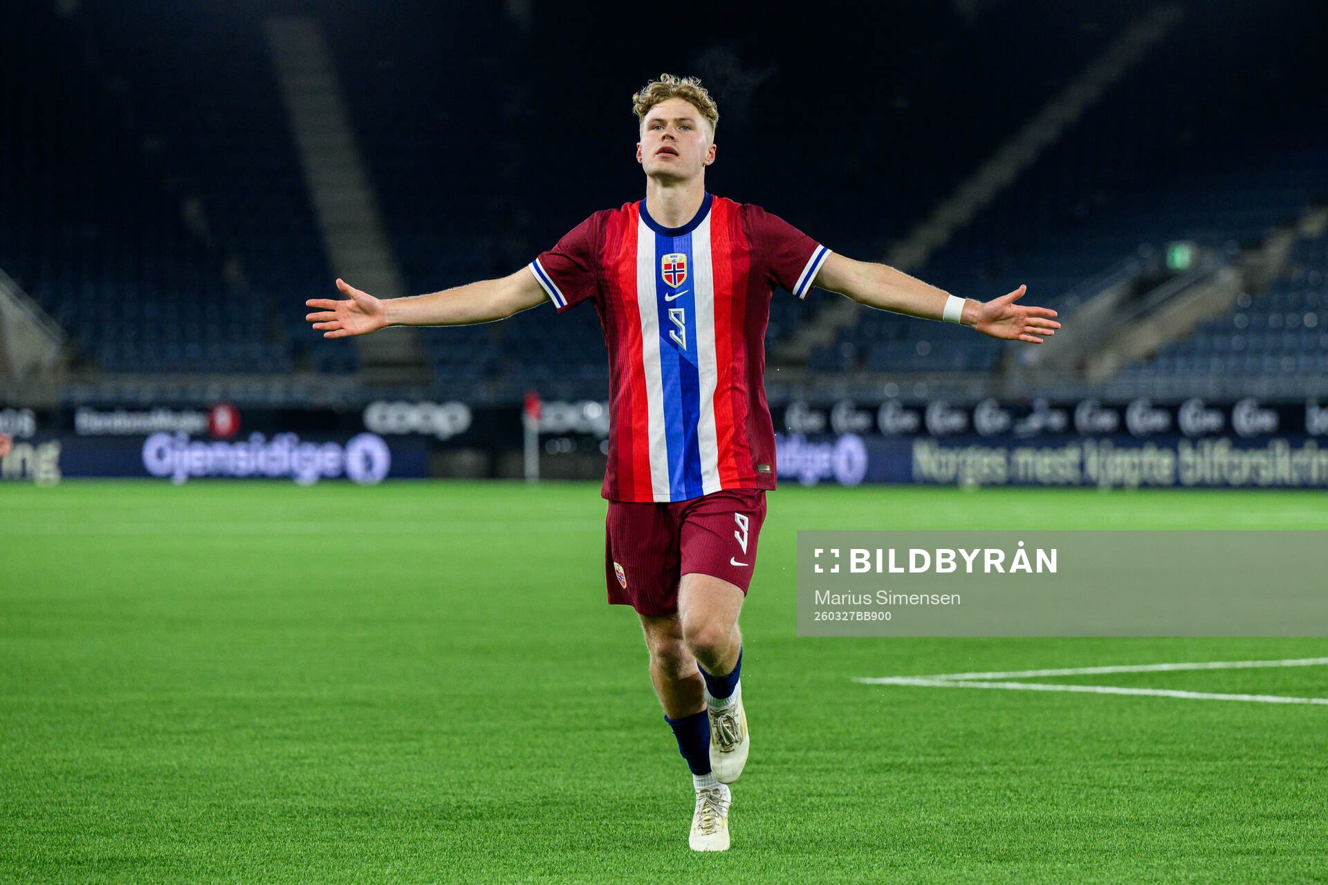 Sindre Walle Egeli of Norway celebrates the 2-2 goal