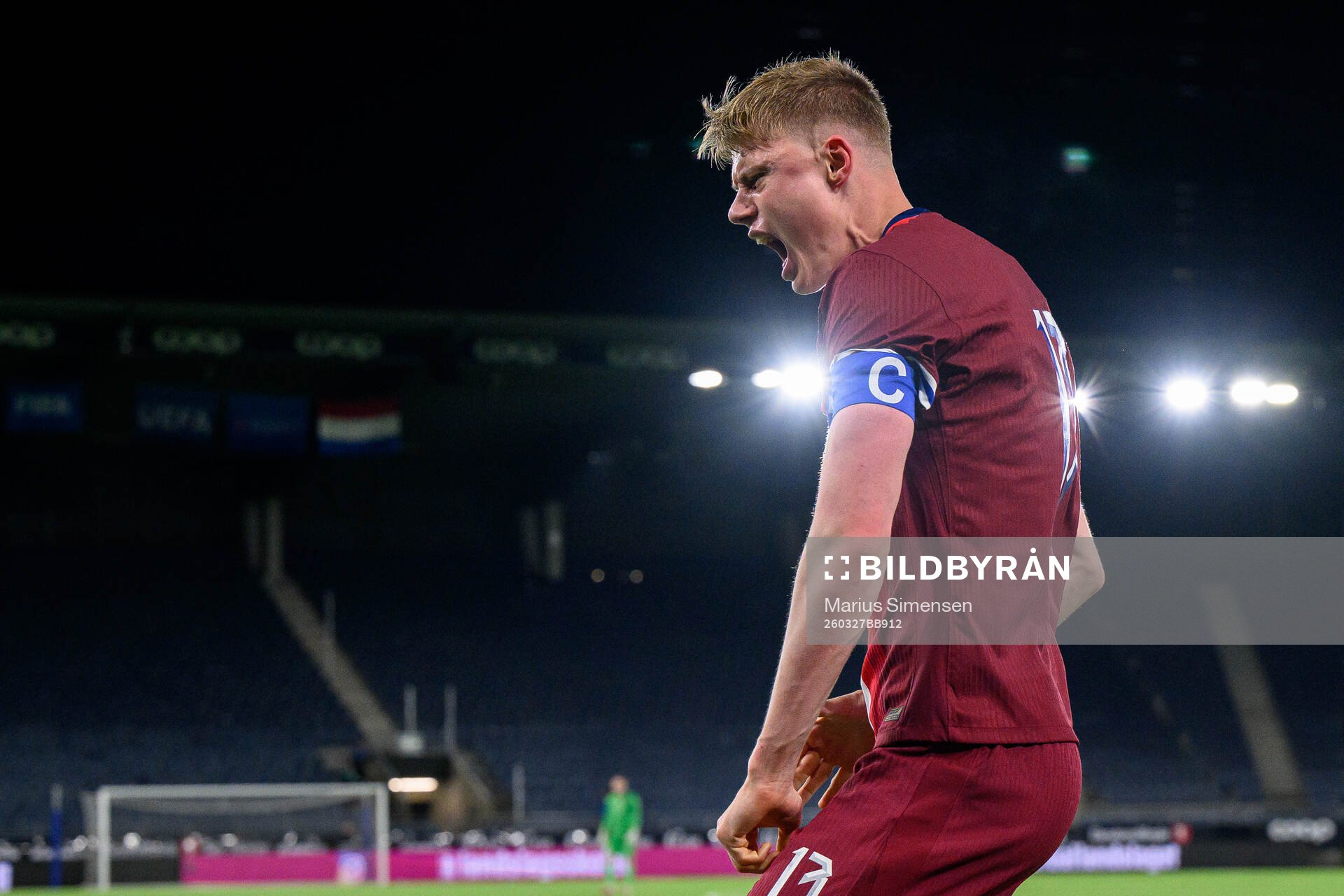 Rasmus Holten of Norway celebrates the 3-2 goal