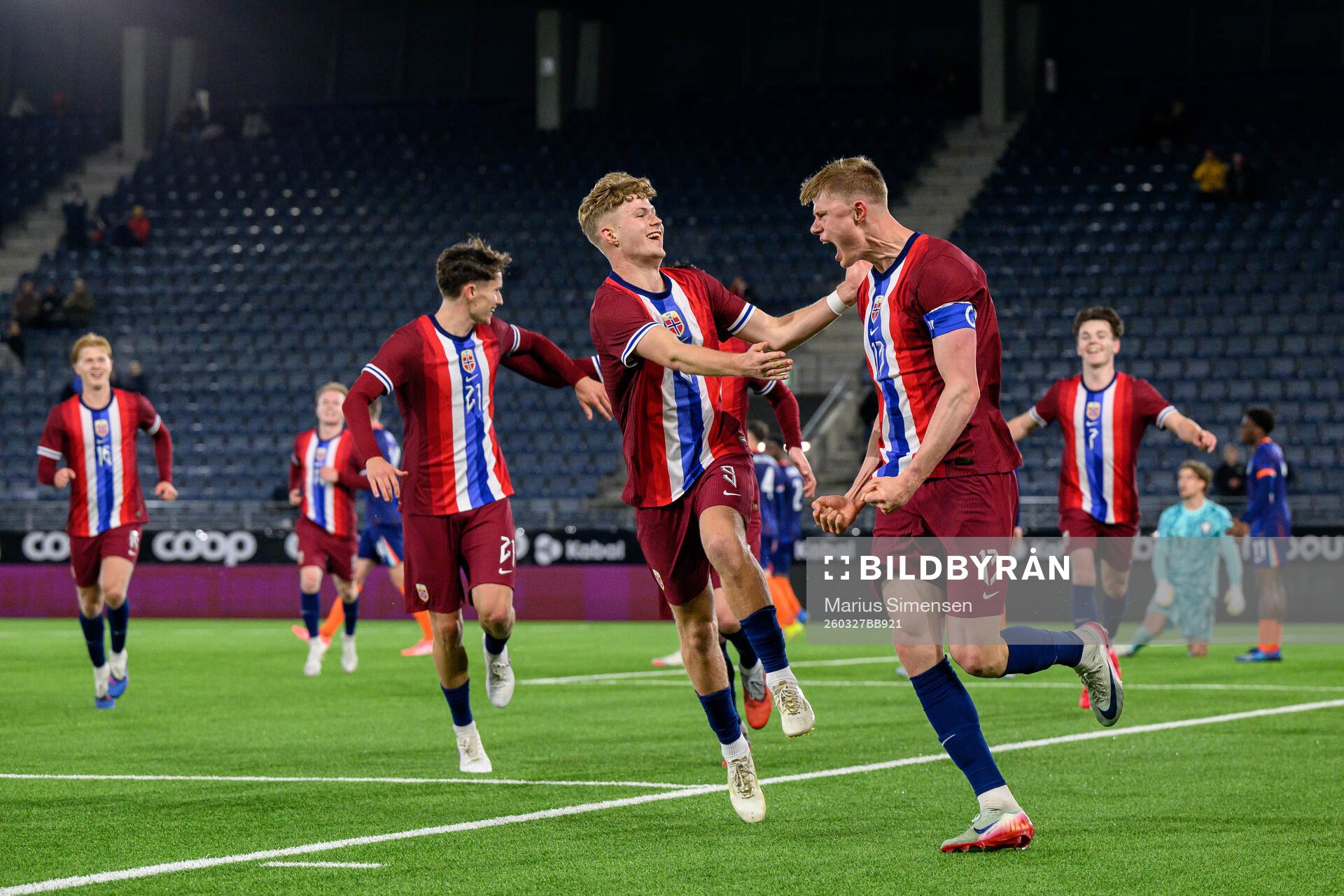 Sindre Walle Egeli and Rasmus Holten of Norway celebrate