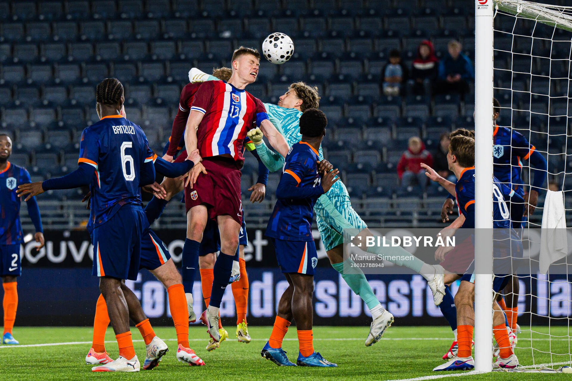 Rasmus Holten of Norway scores the 3-2 goal