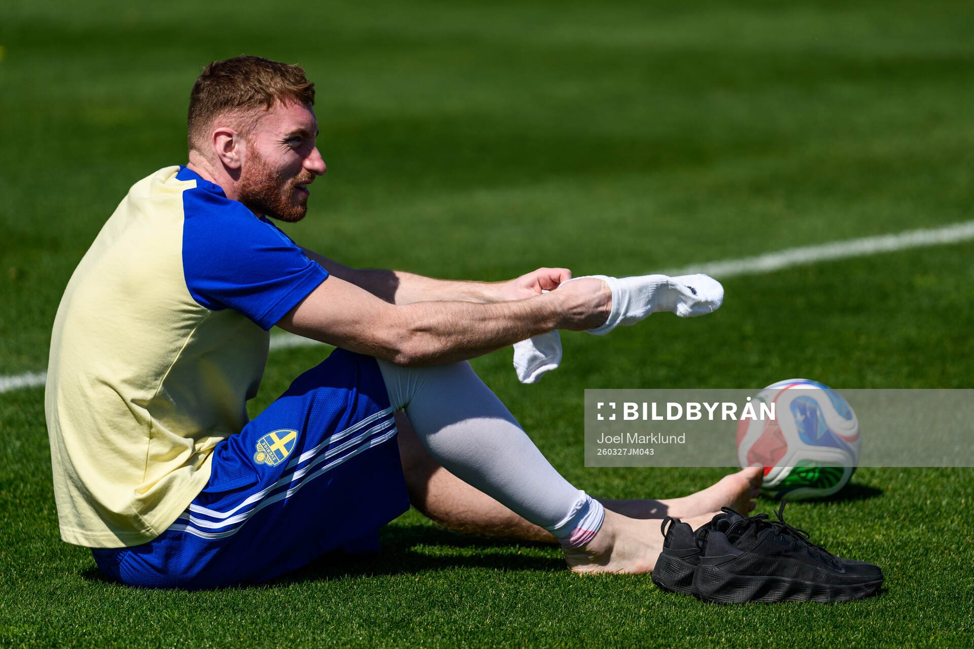 Injured player Dejan Kulusevski of the Swedish national