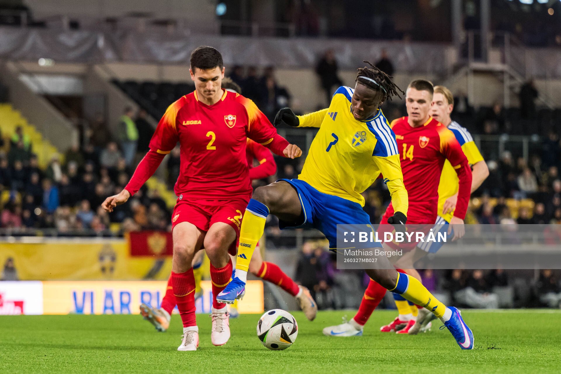 Stefan Melentijevic of Montenegro and Alieu Njie of Sweden