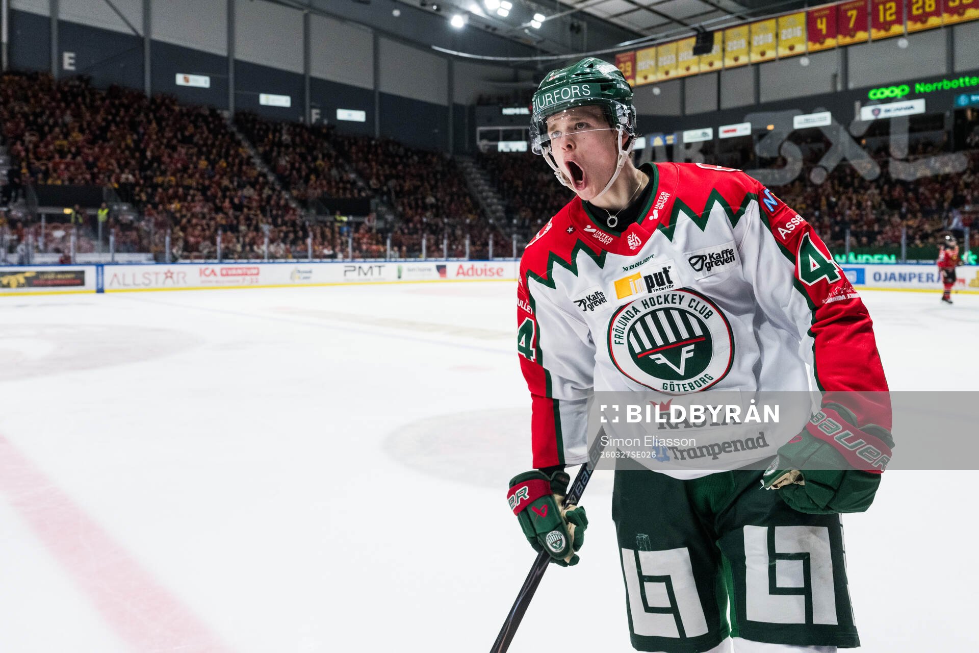 Frölundas Noah Dower Nilsson jublar