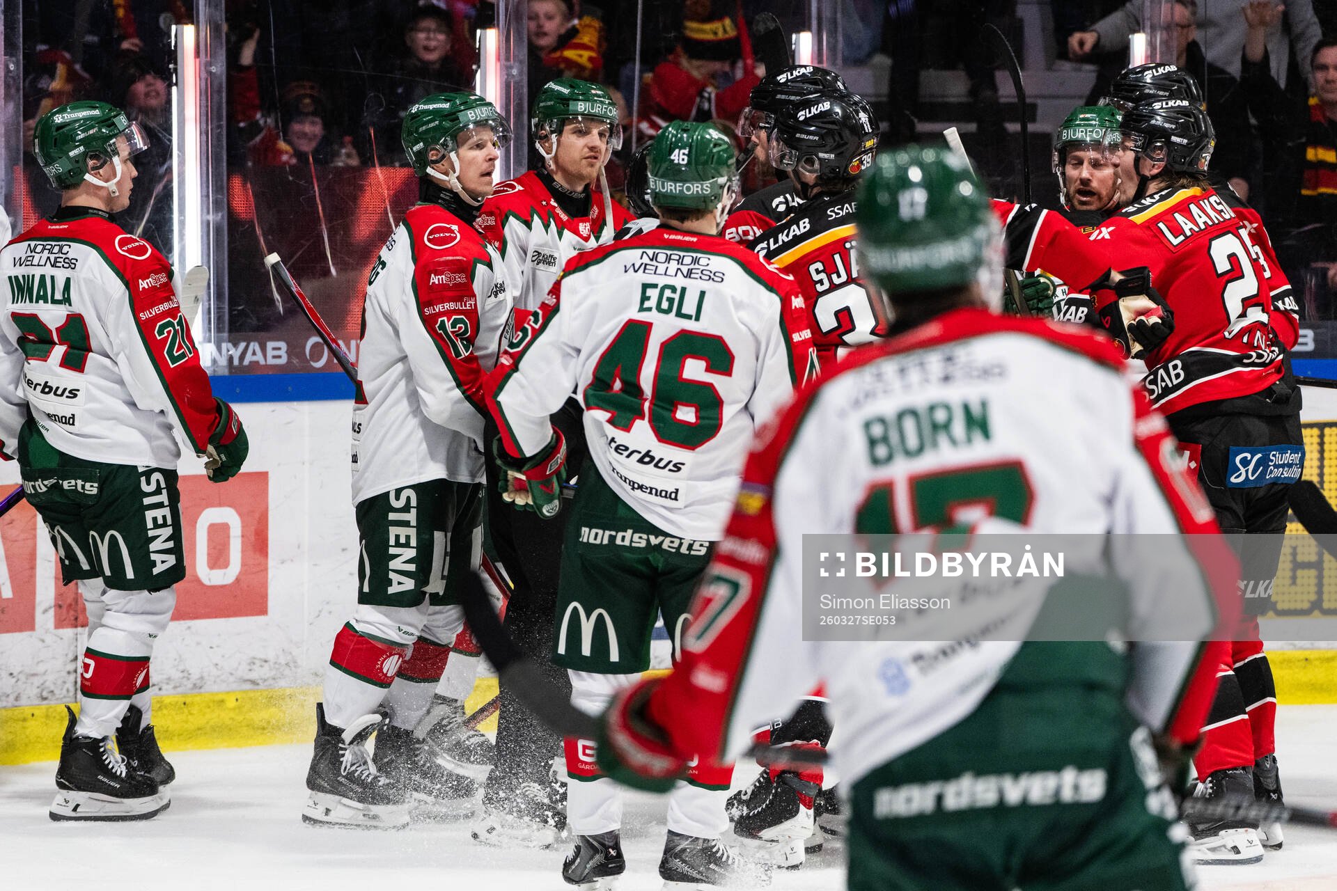 Frölundas Max Friberg, Dominik Egli och Luleås Oscar