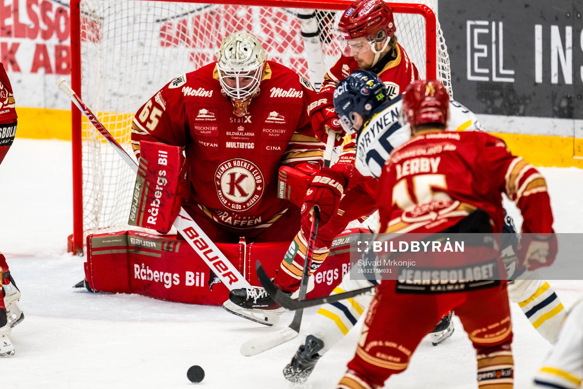 Kalmars målvakt Jacob Crespin och Södertäljes Teemu