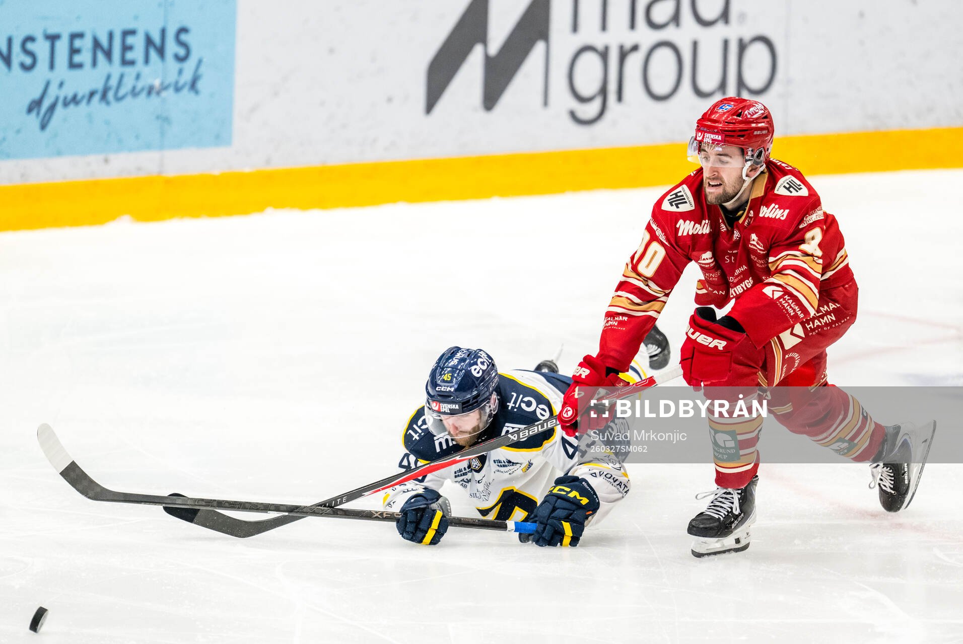Södertäljes Sebastian Dyk och Kalmars Liam Hawel