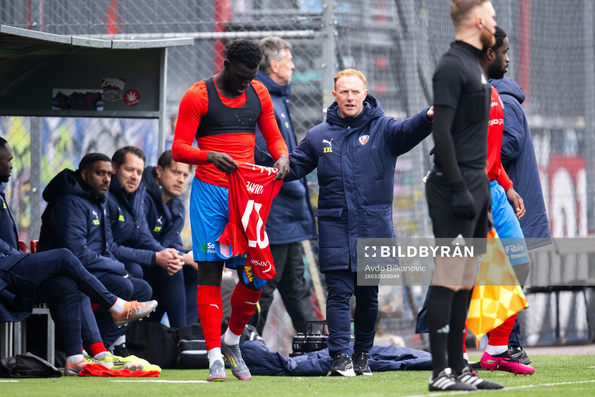 Helsingborgs tränare Stevie Grieve och Demba N'Diaye