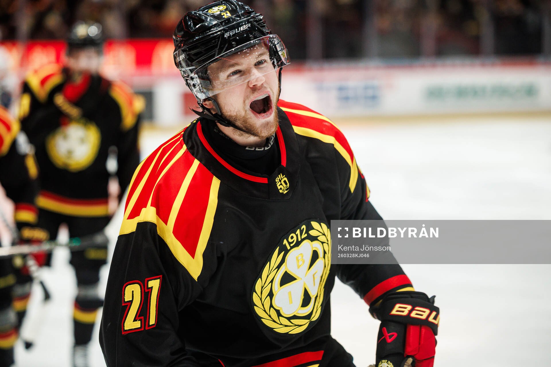 Brynäs Mattias Norlinder jublar
