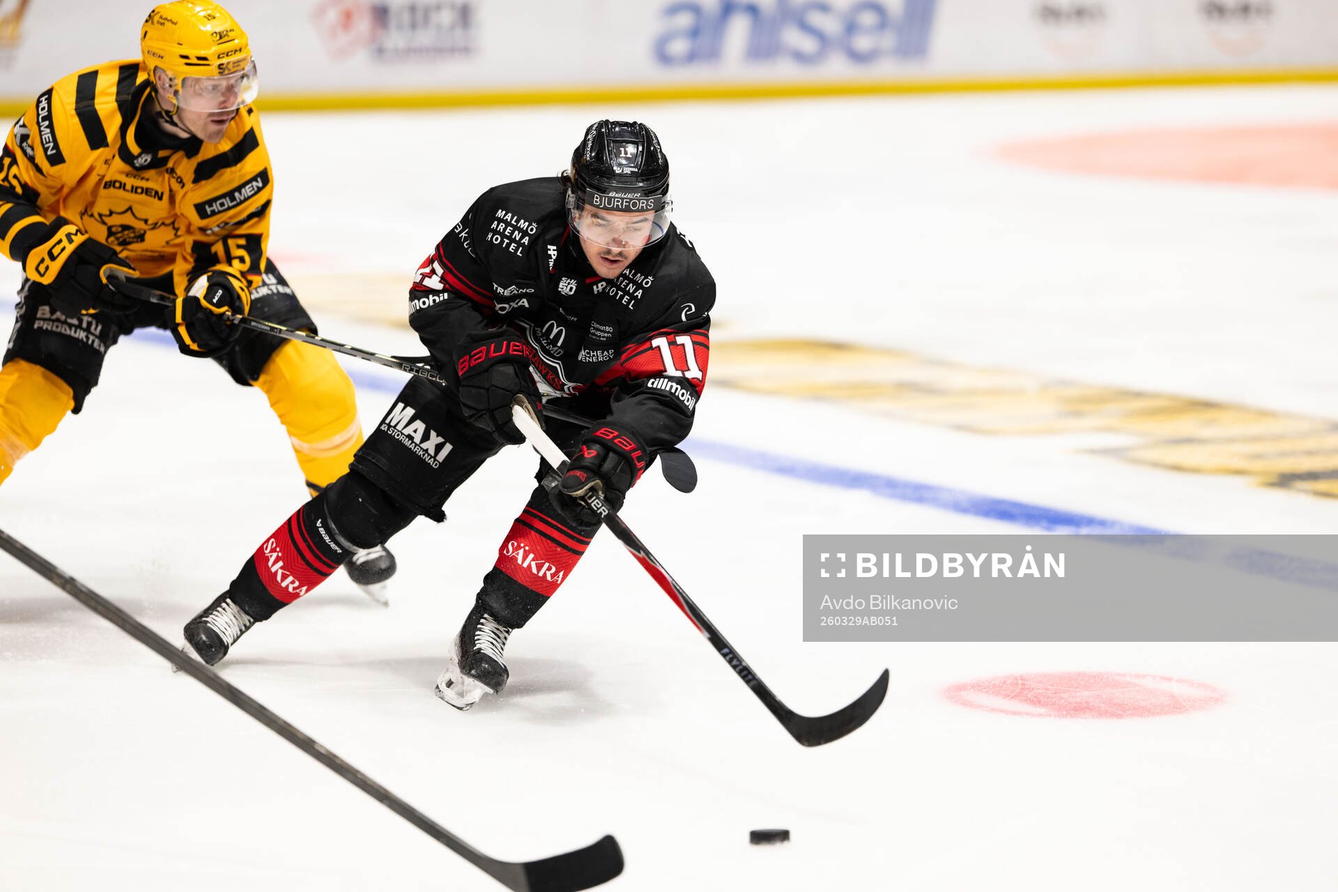 Skellefteås Lars Bryggman och Malmö Redhawks Elia Pedrotti