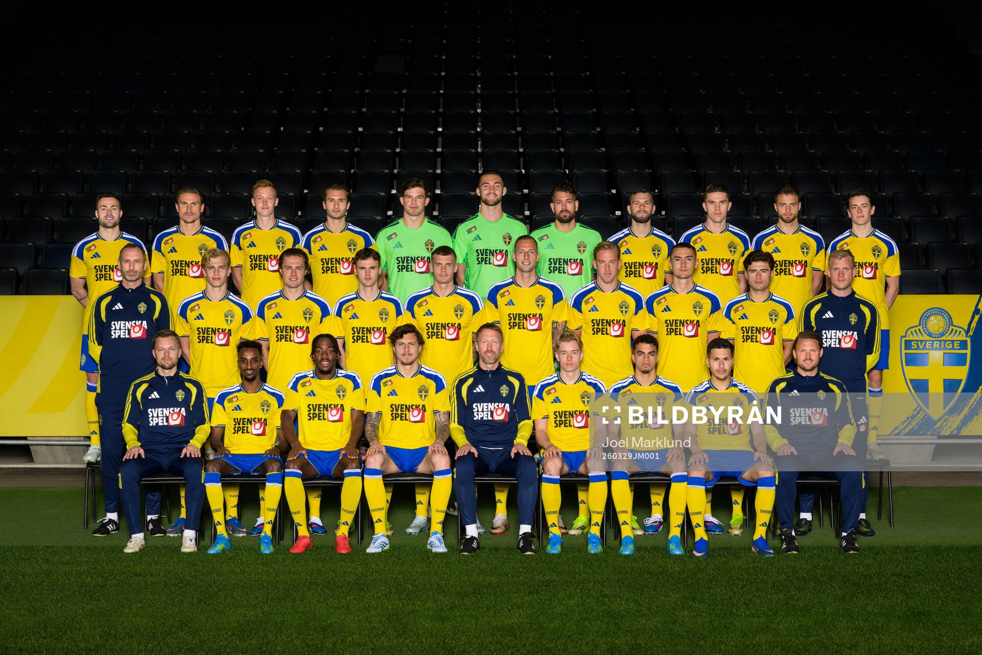 Players and coaching staff of the Swedish national football
