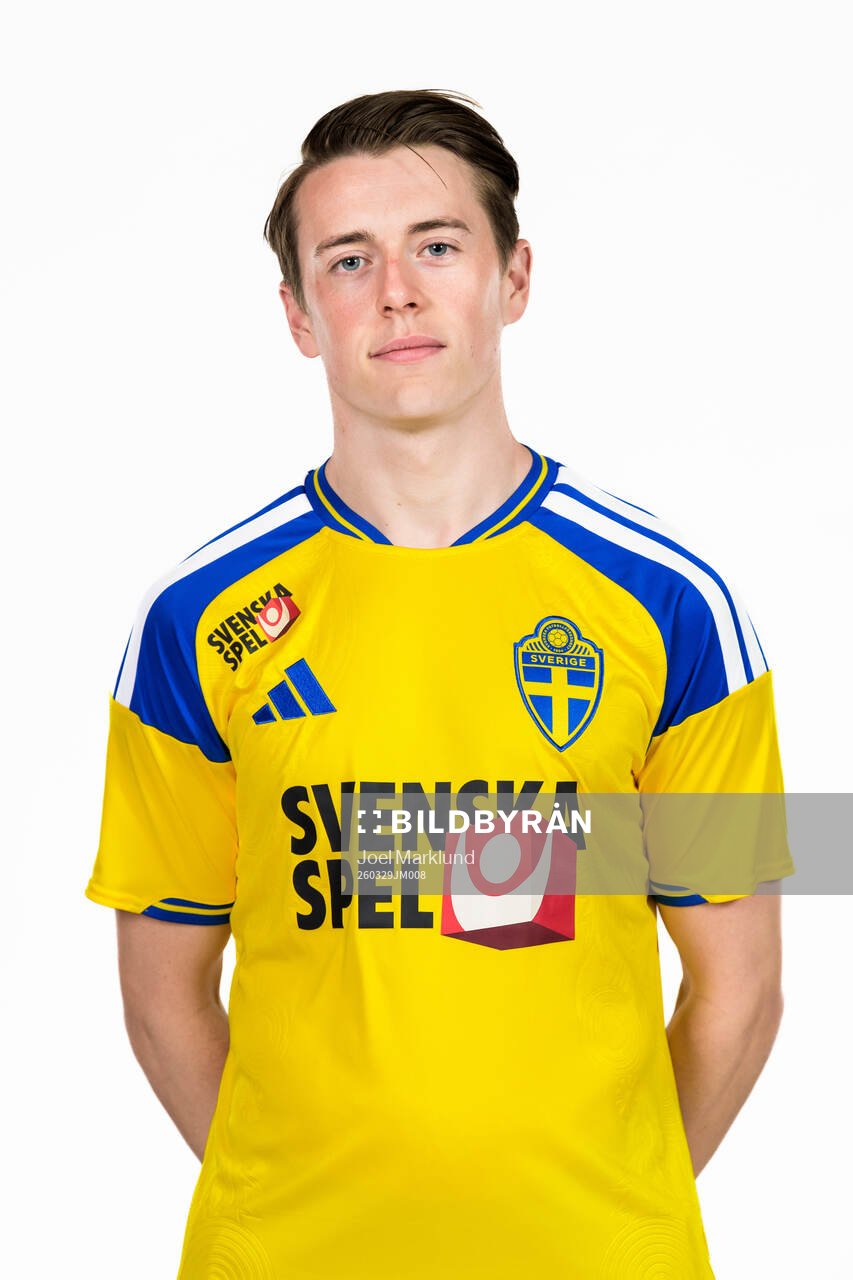 Elliot Stroud of the Swedish national football team poses