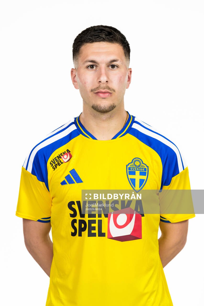Roony Bardghji of the Swedish national football team poses