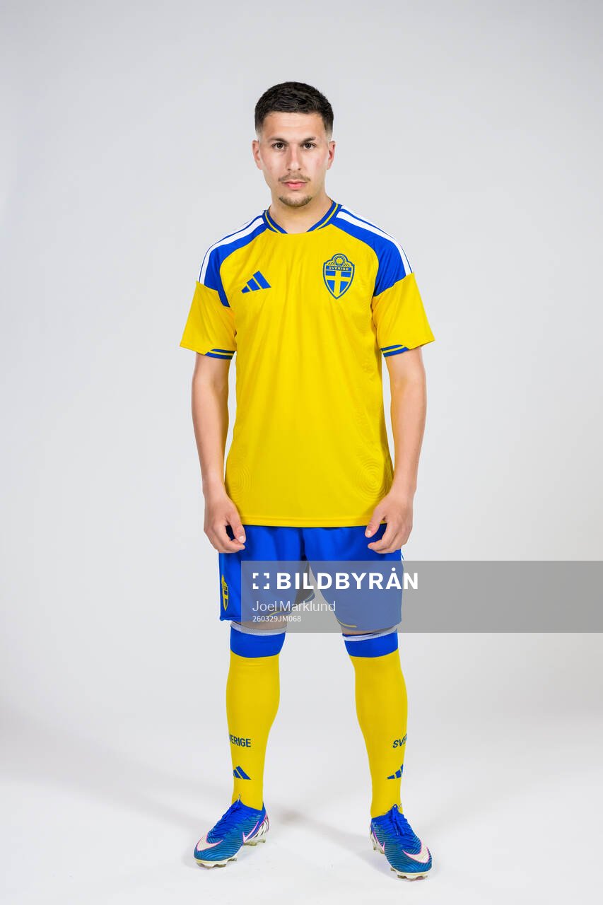 Roony Bardghji of the Swedish national football team poses