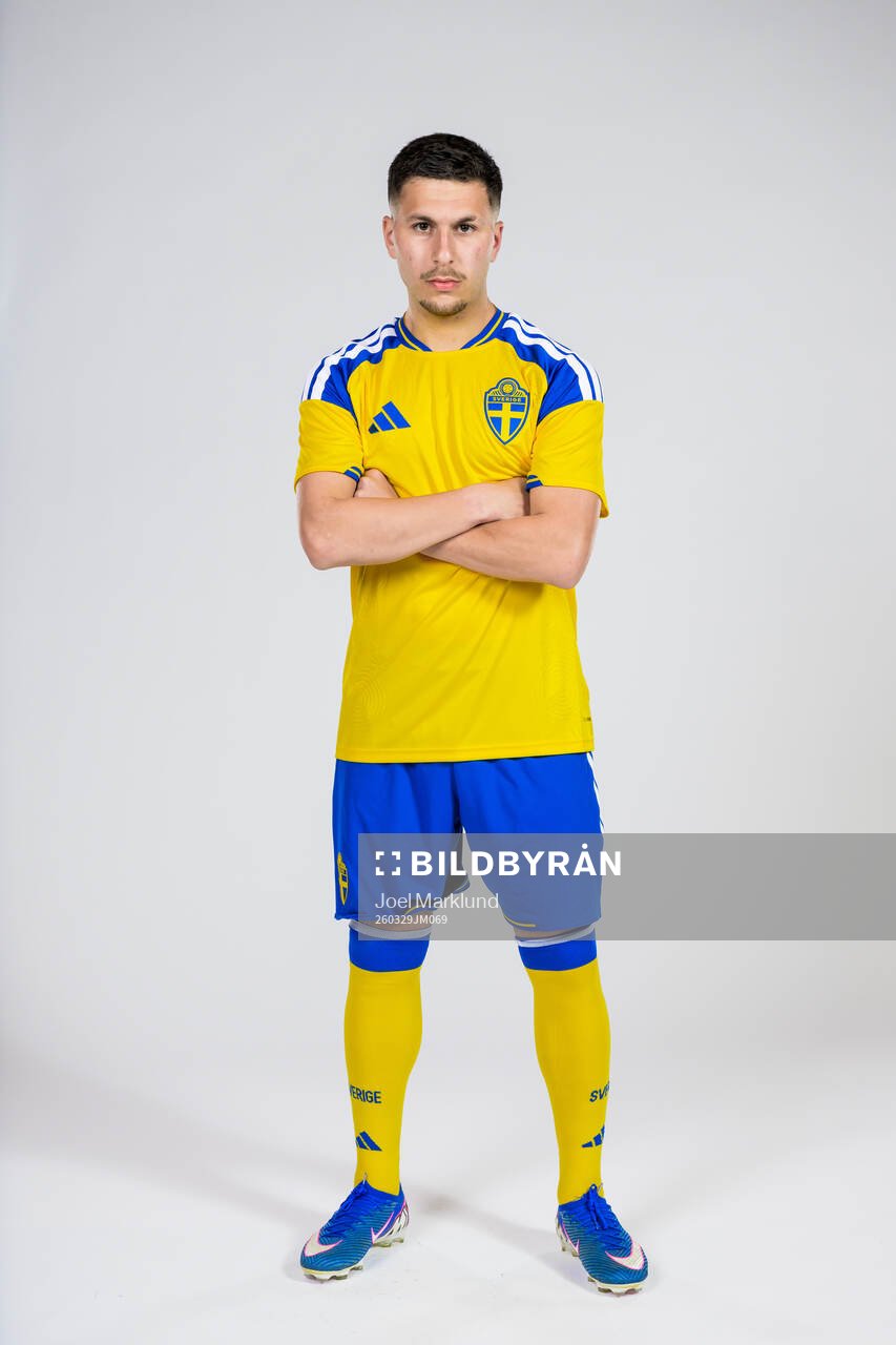 Roony Bardghji of the Swedish national football team poses
