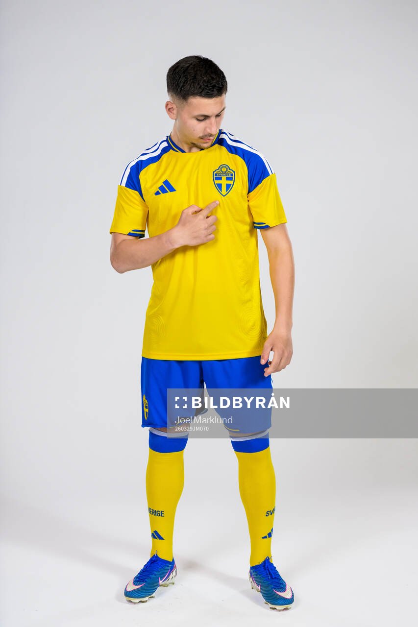 Roony Bardghji of the Swedish national football team poses