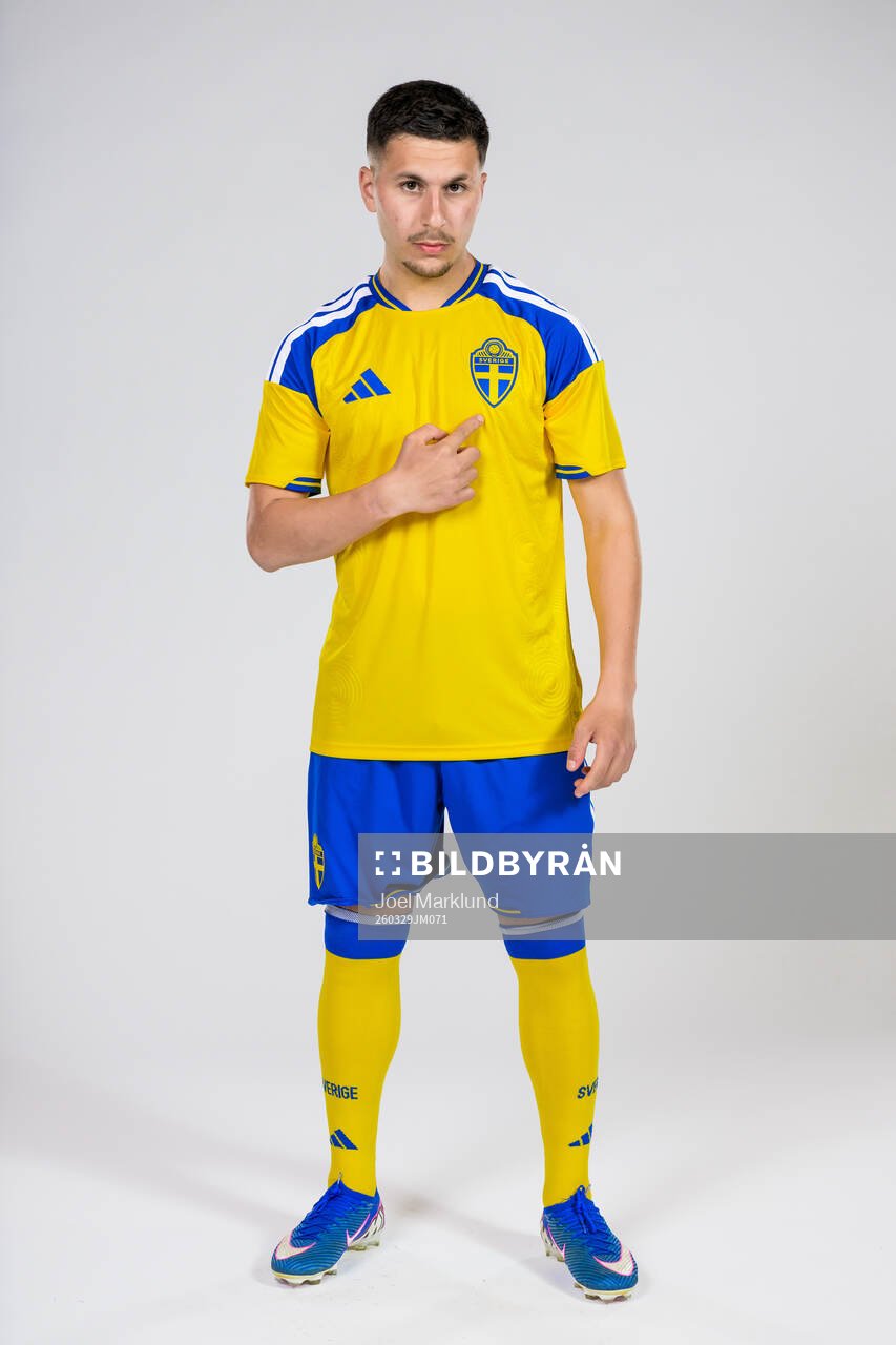 Roony Bardghji of the Swedish national football team poses